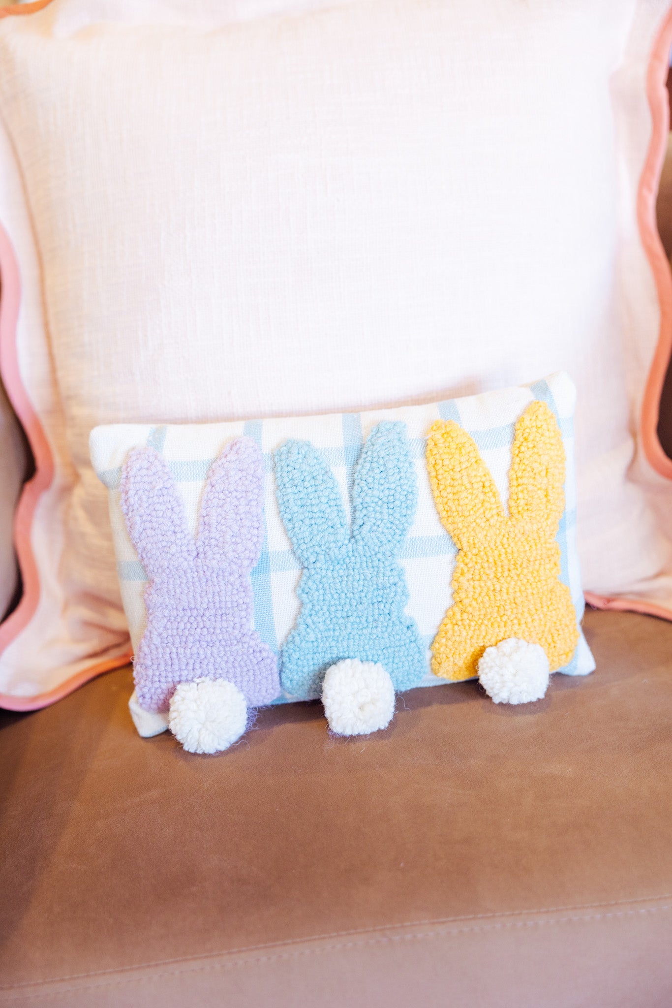 Bunny Pom Poms Tails Hook Pillow