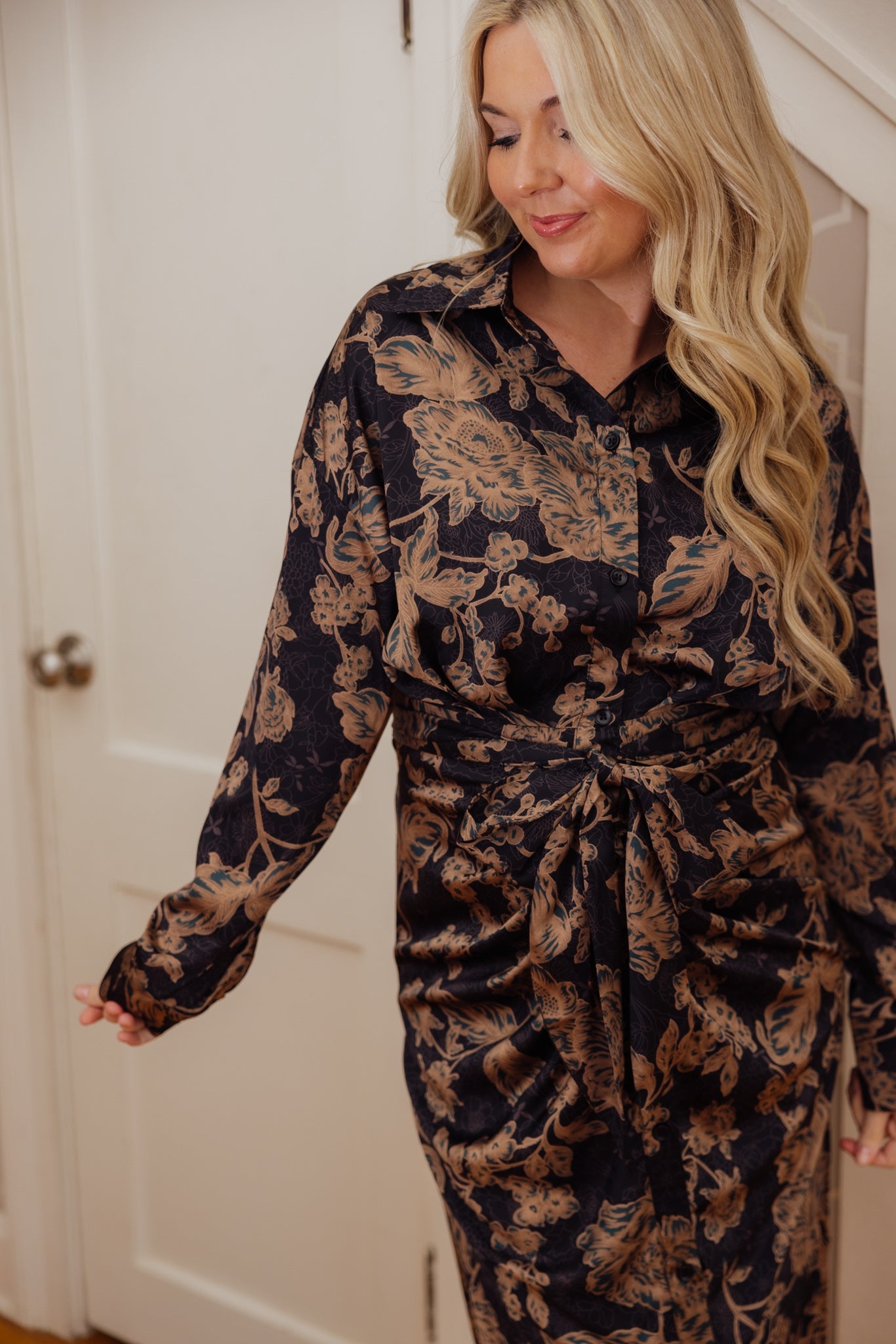 Golden Fleur Midi Dress