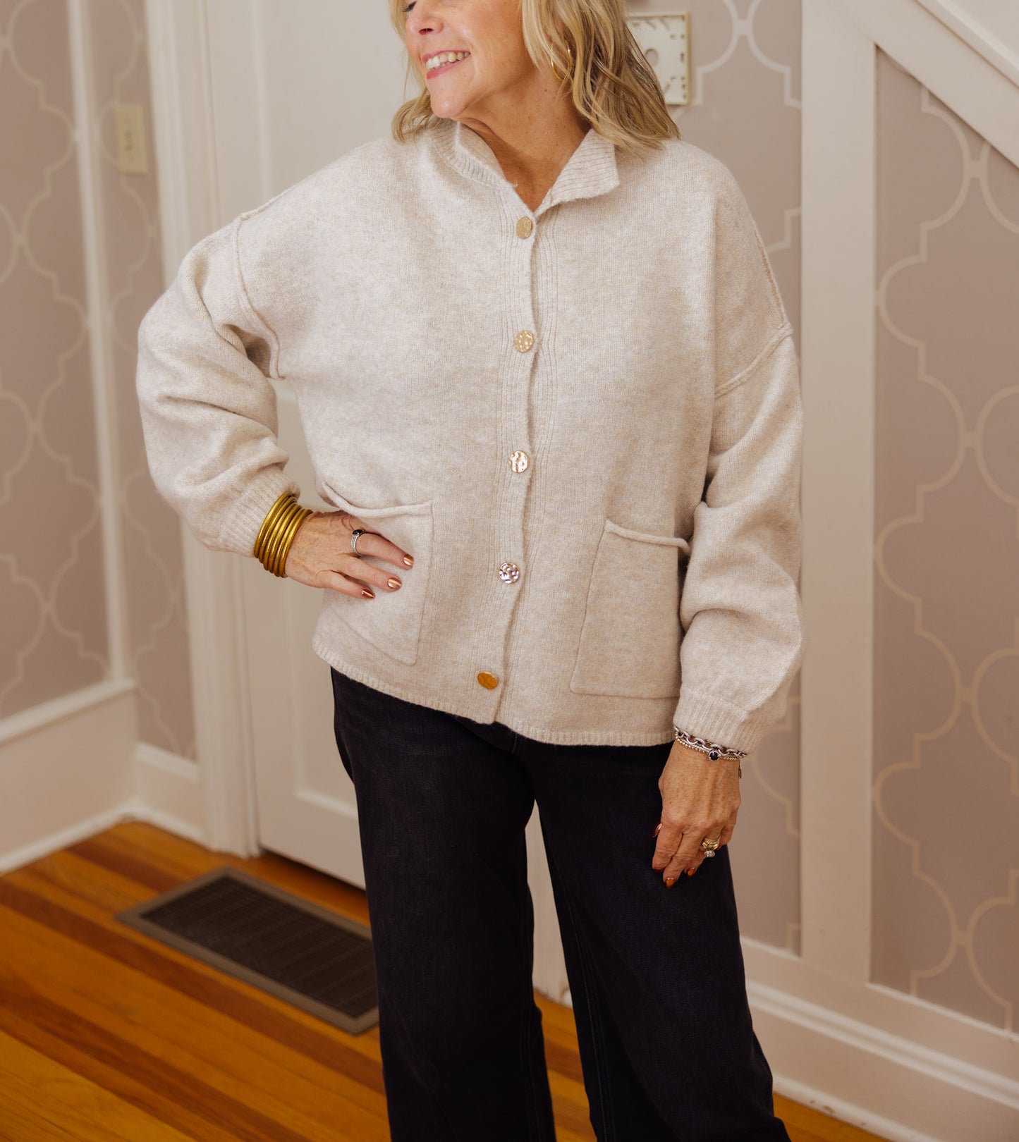 Mock Neck Cardigan