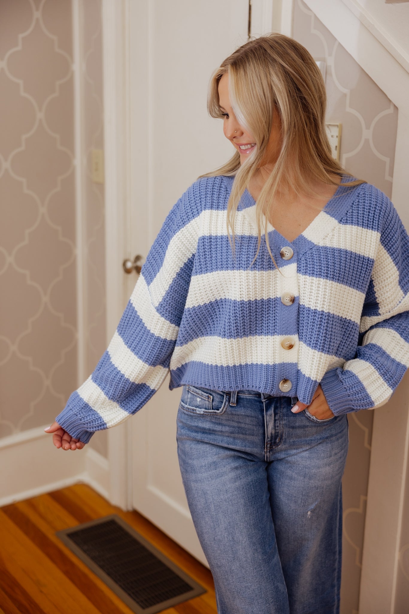 Blue Striped Cardigan