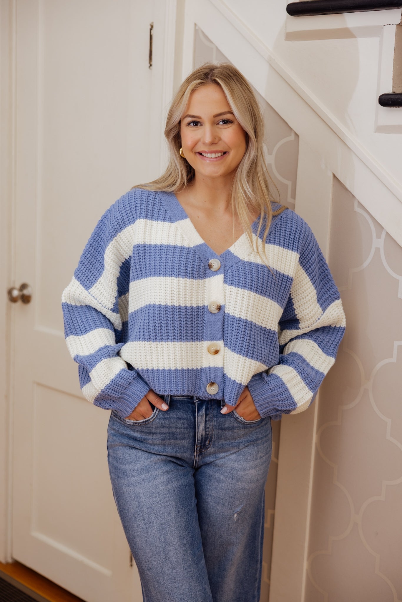 Blue Striped Cardigan
