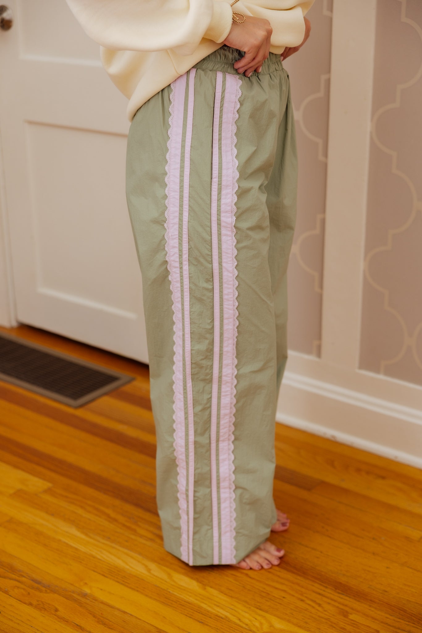 Sage Lace Track Pants