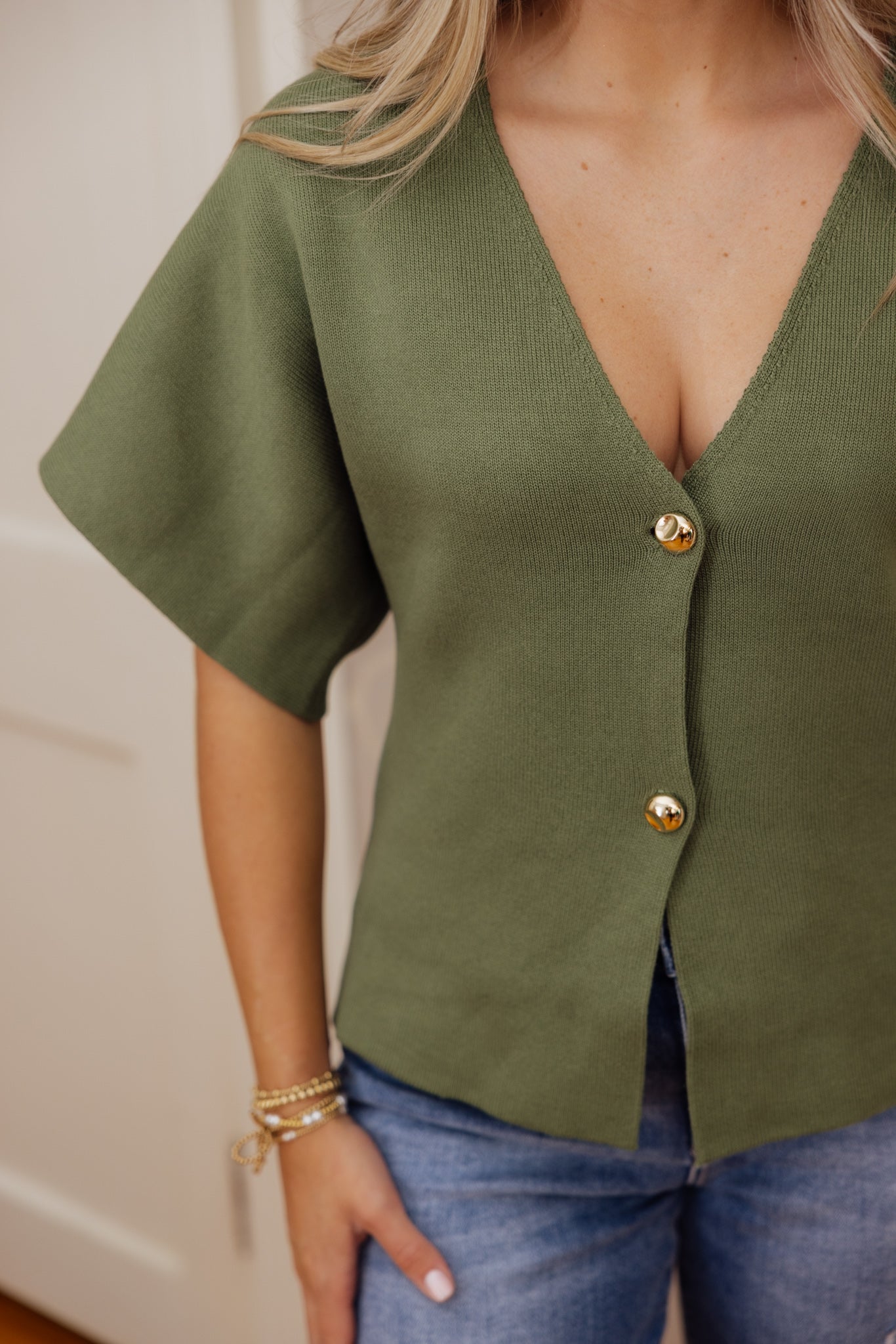 Olive V-Neck Cardigan