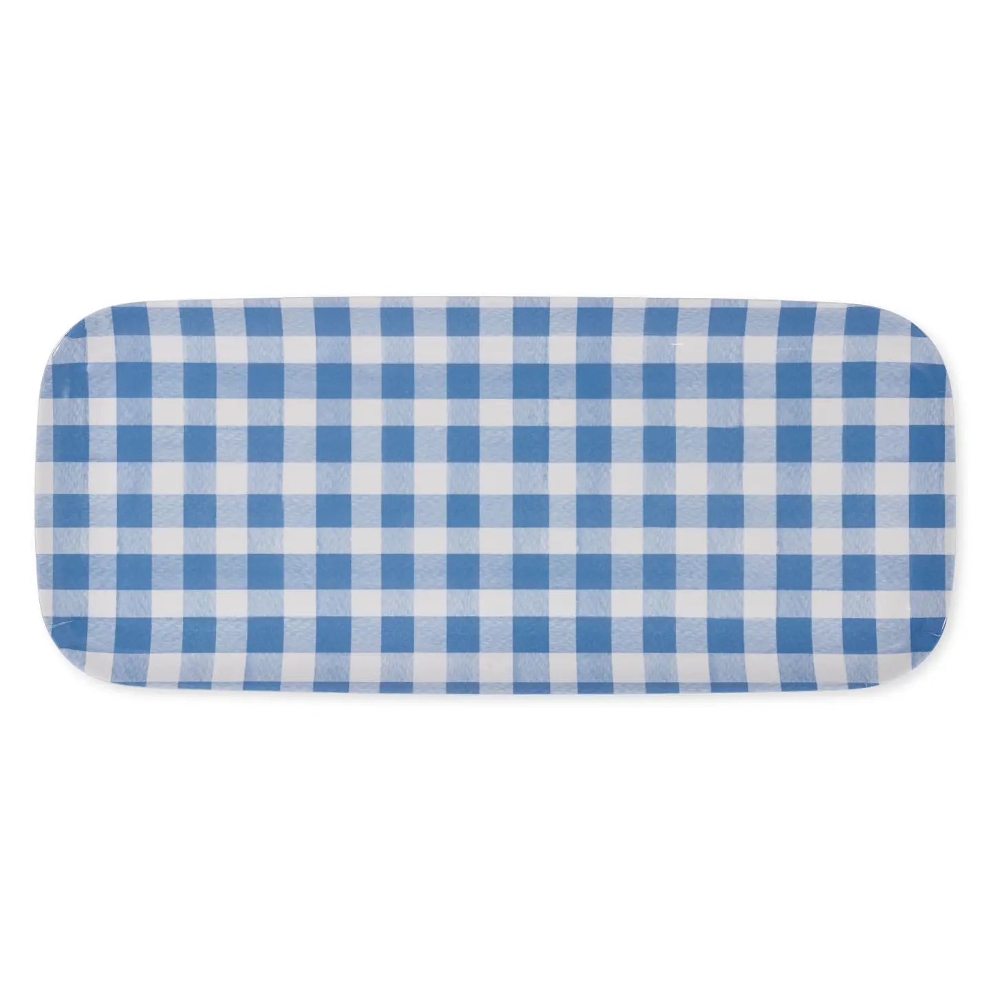 Blue Gingham Melamine Serving Tray