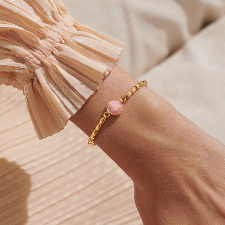 Watermelon Quartz Gold Bracelet