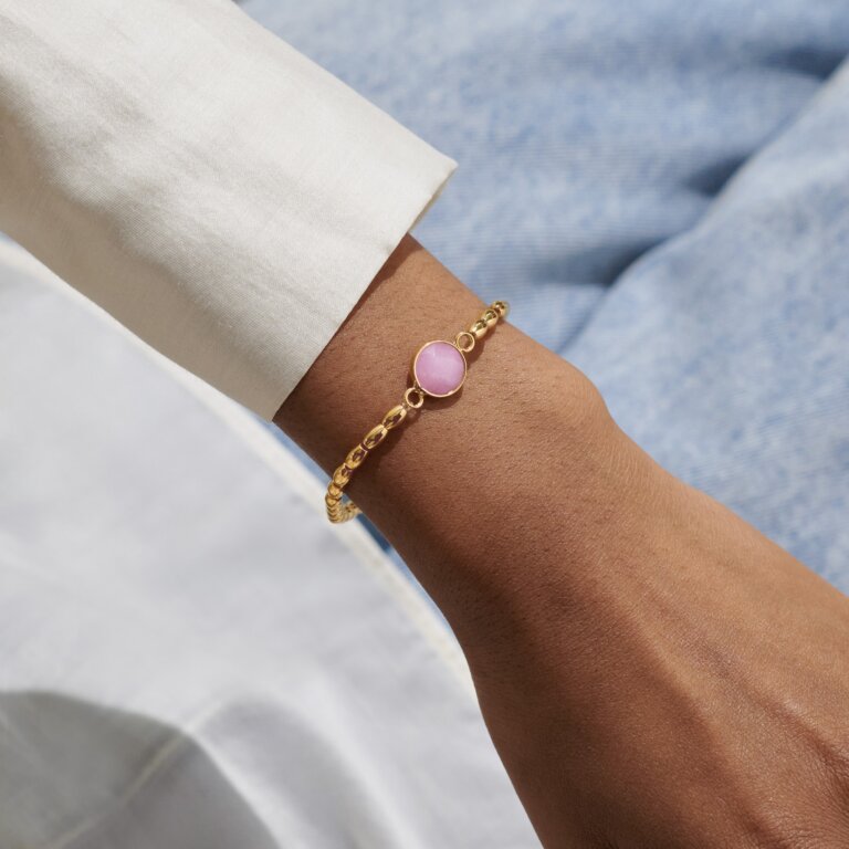 Pink Jade Gold Bracelet