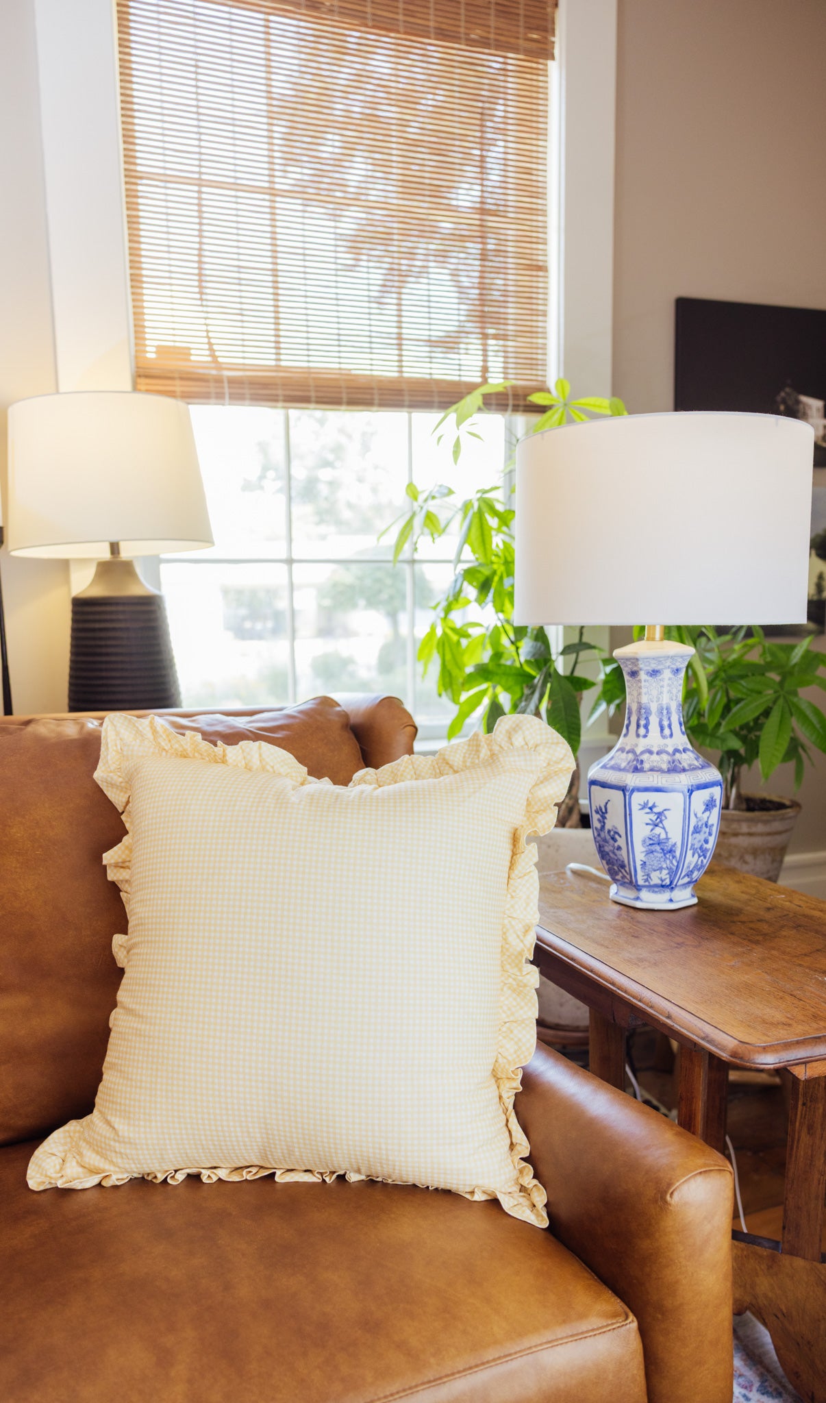 Savannah Gingham Pillow in Gold