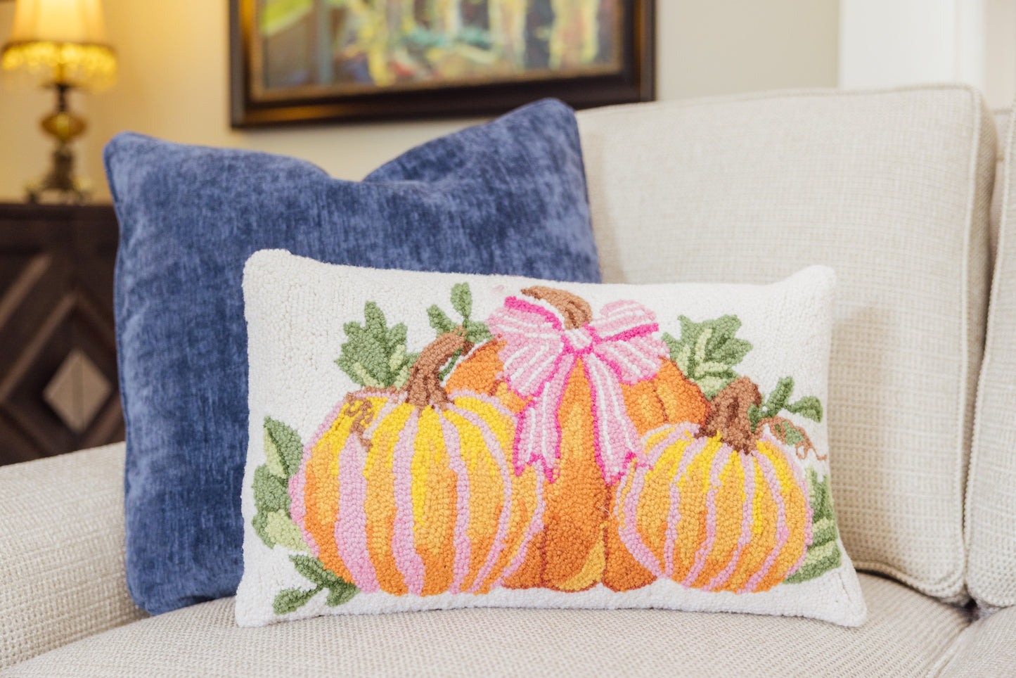 Stripe Pumpkin Trio Hook Pillow