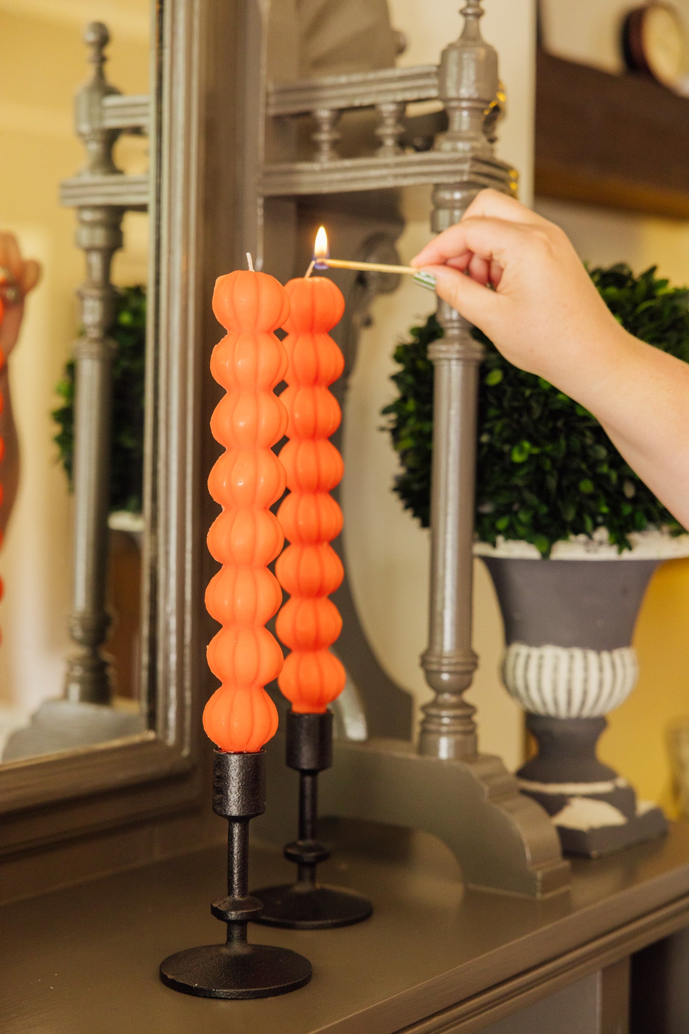 Pumpkin Taper Candles Set