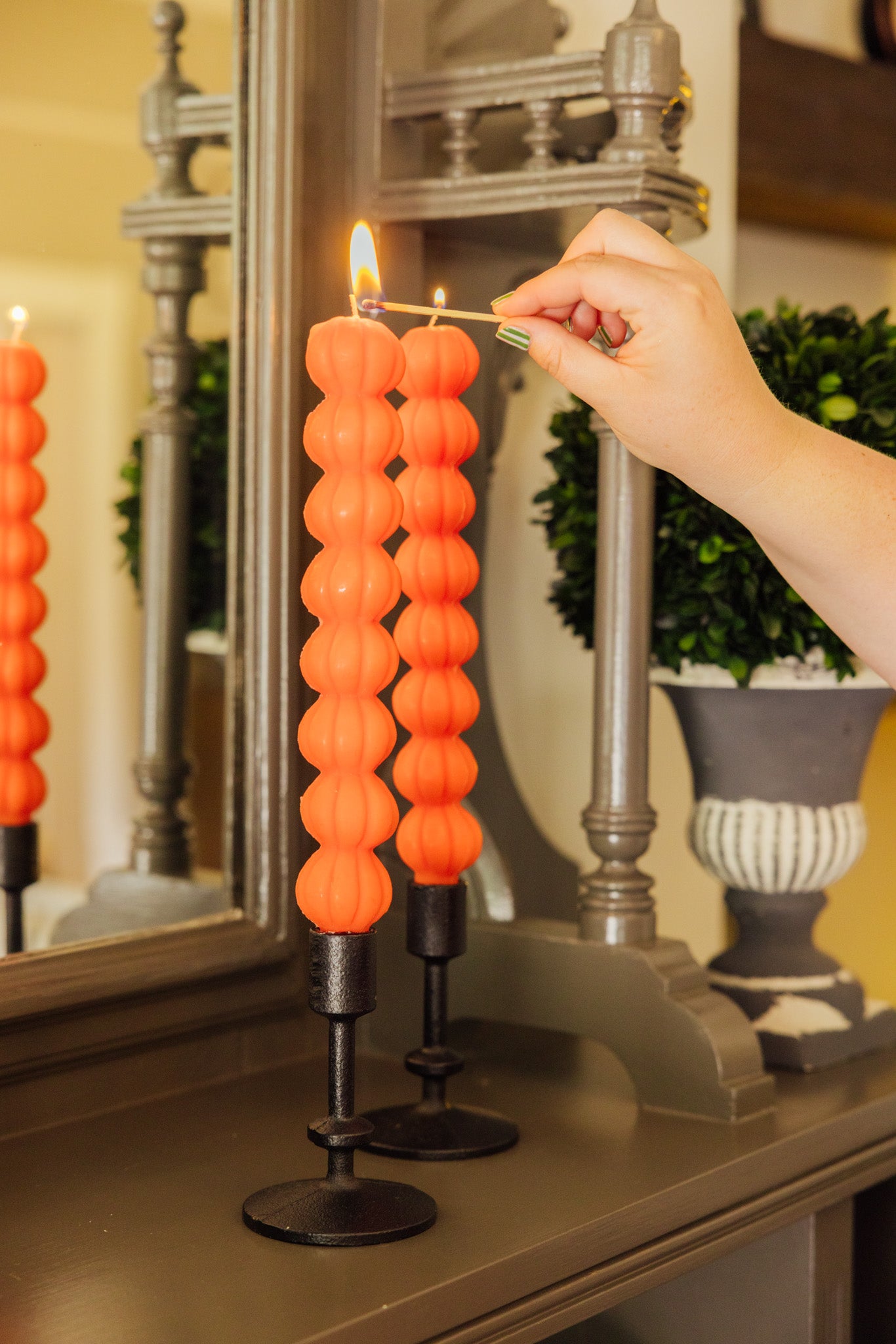 Pumpkin Taper Candles Set