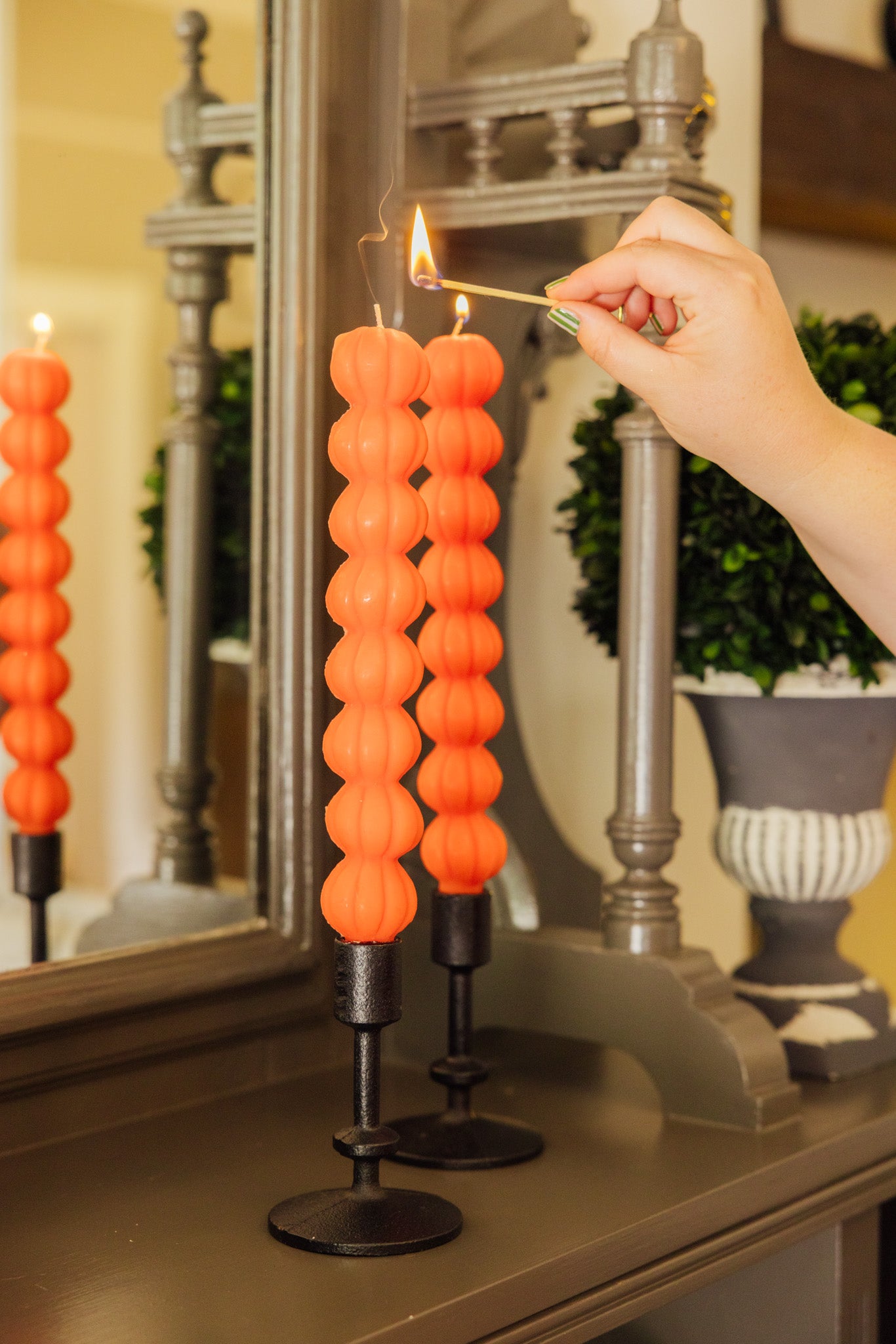 Pumpkin Taper Candles Set