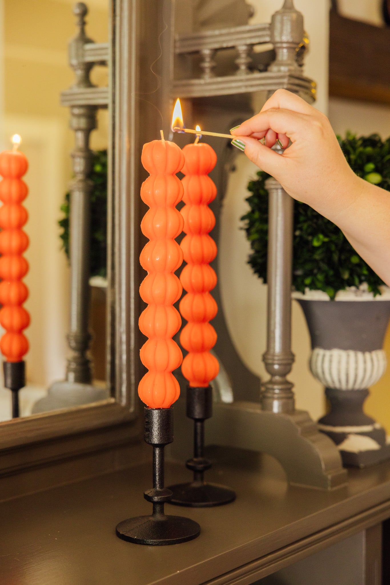 Pumpkin Taper Candles Set