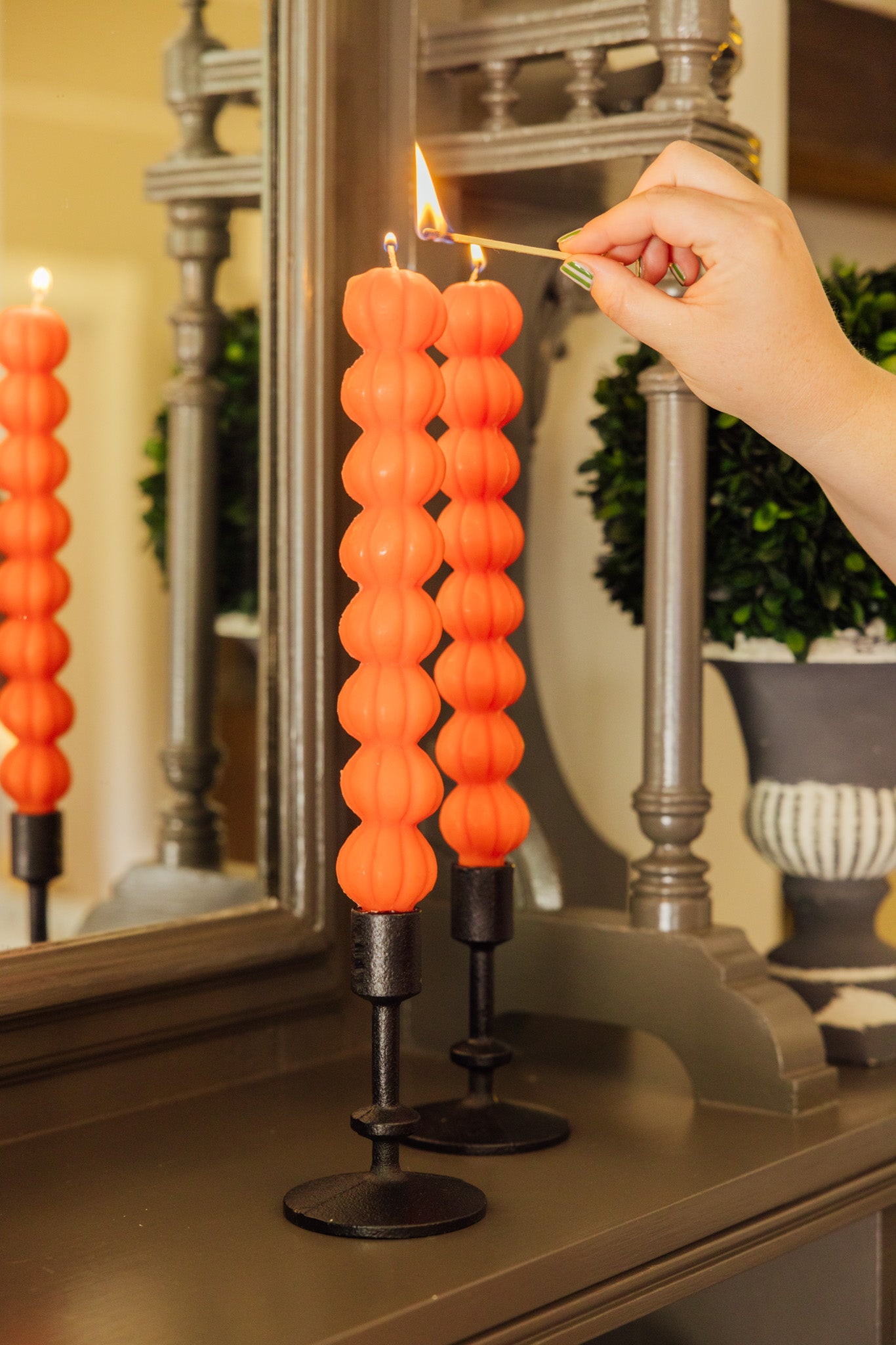 Pumpkin Taper Candles Set