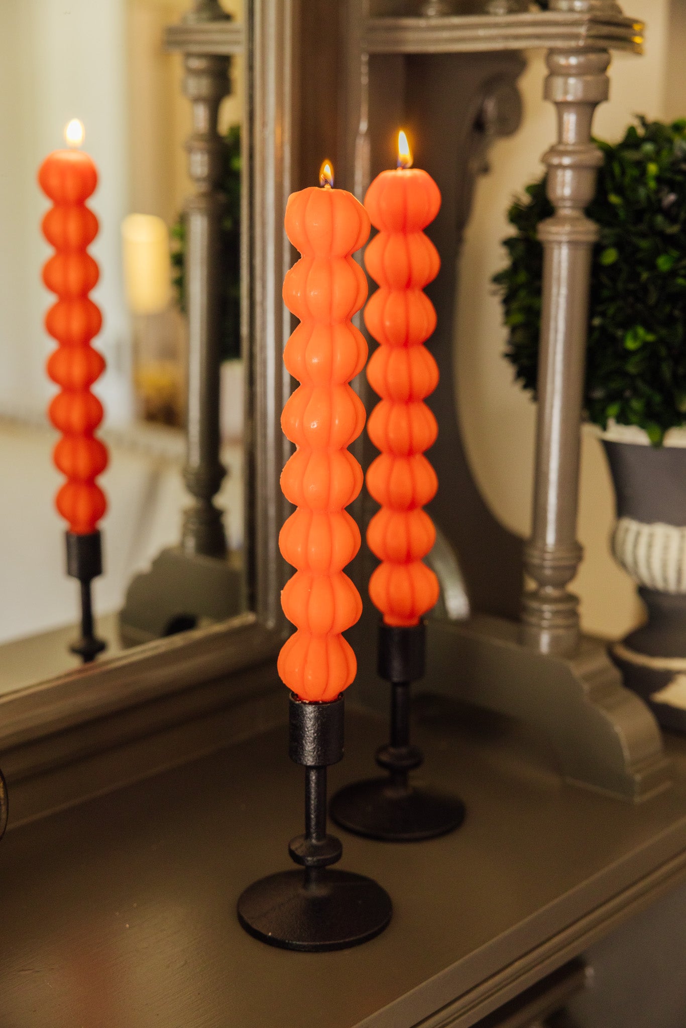 Pumpkin Taper Candles Set