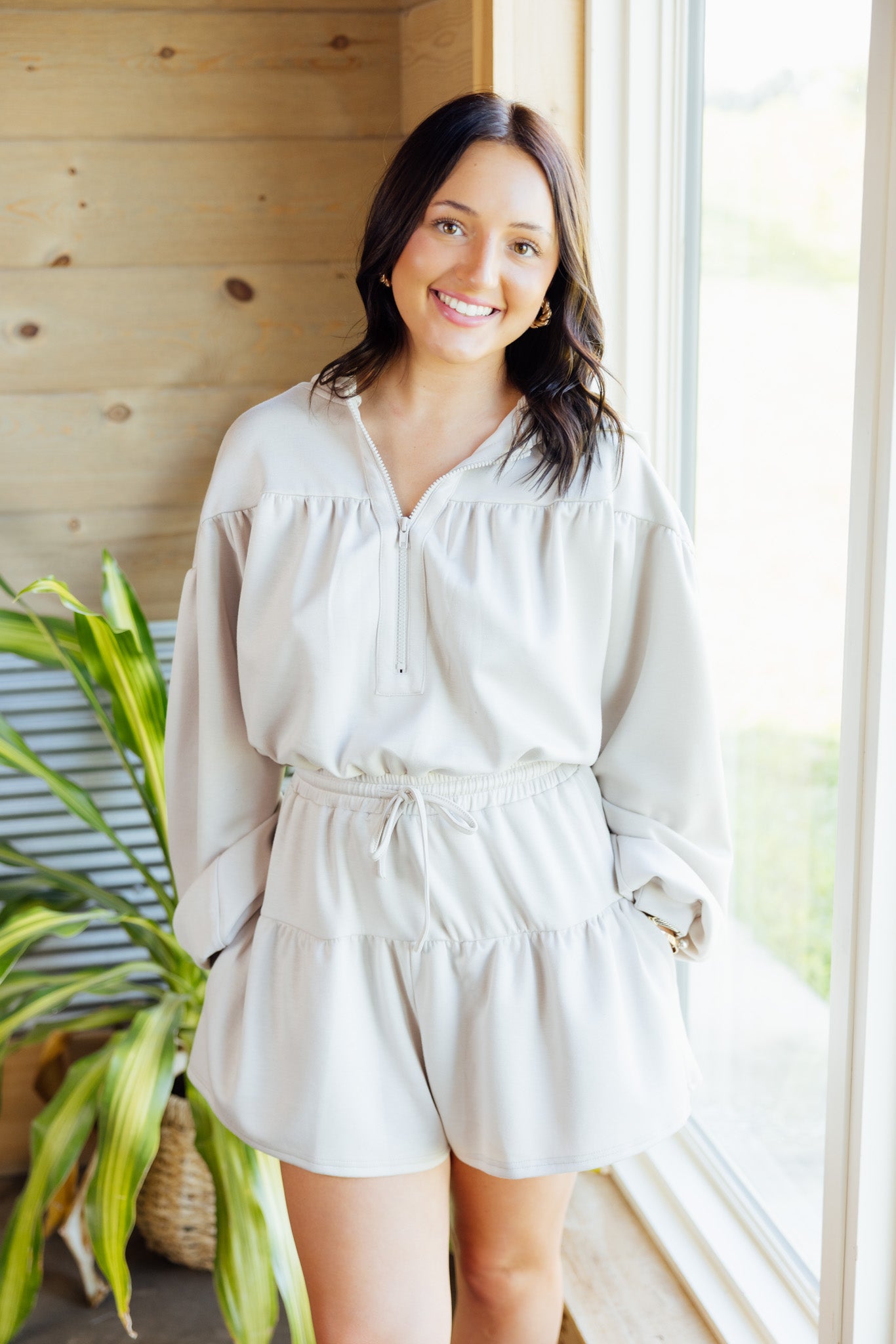 Stone Zip Scuba Romper
