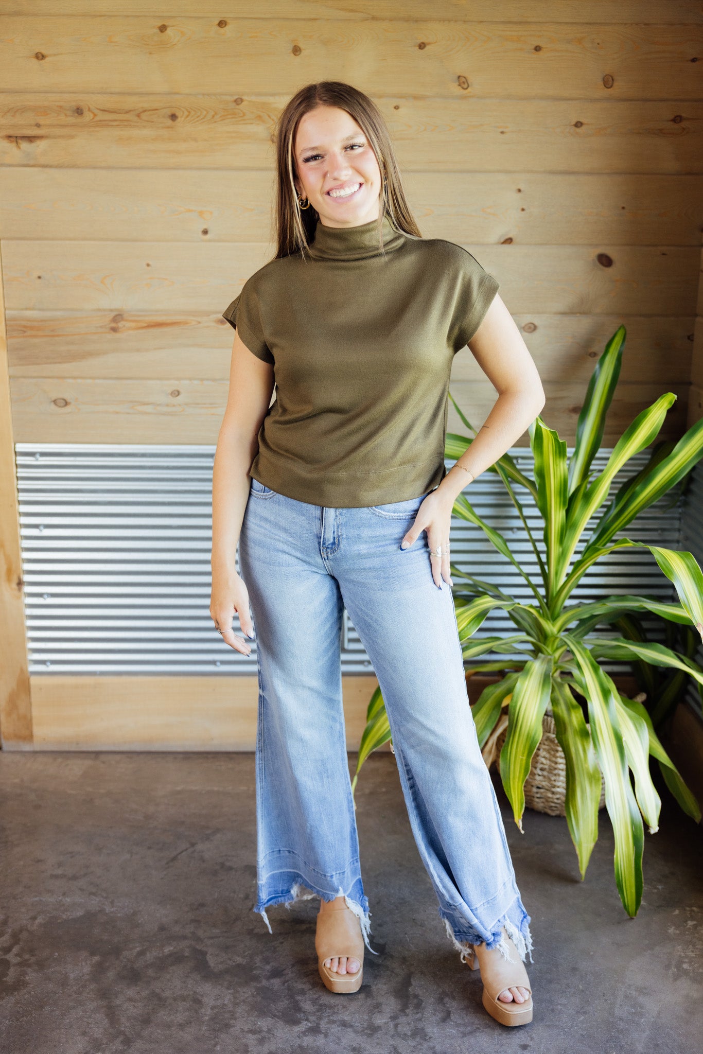 Solid Mock Neck Top