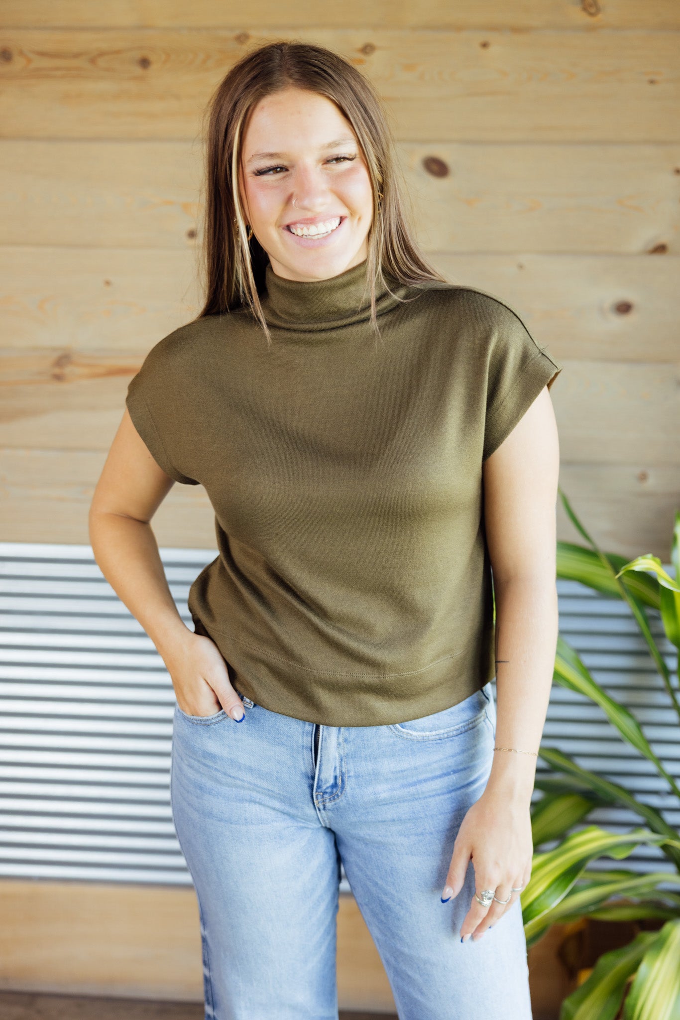 Solid Mock Neck Top