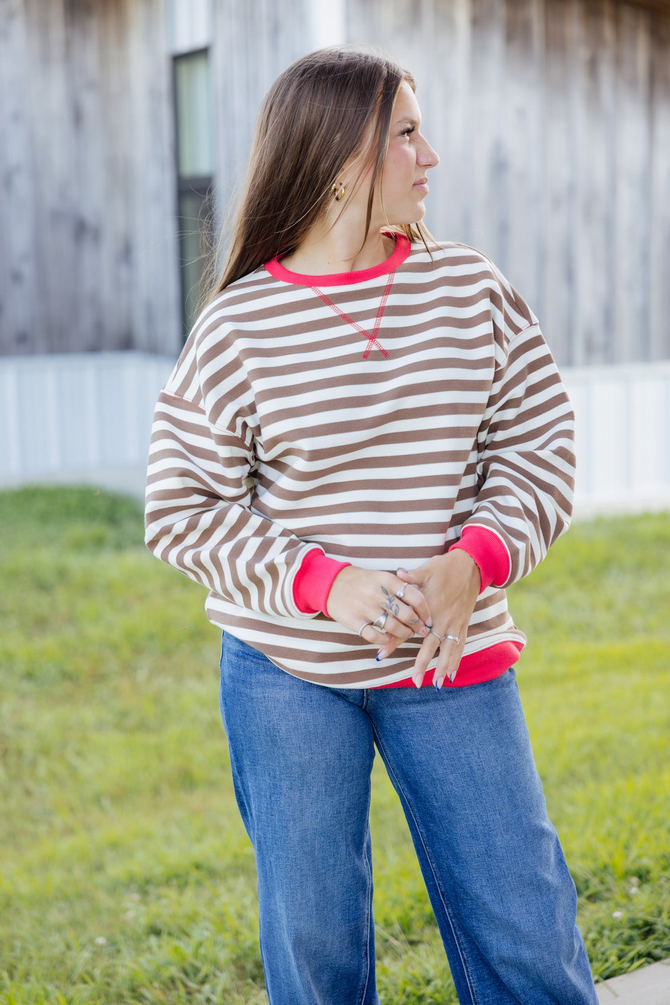 Stripe Oversized Sweatshirt