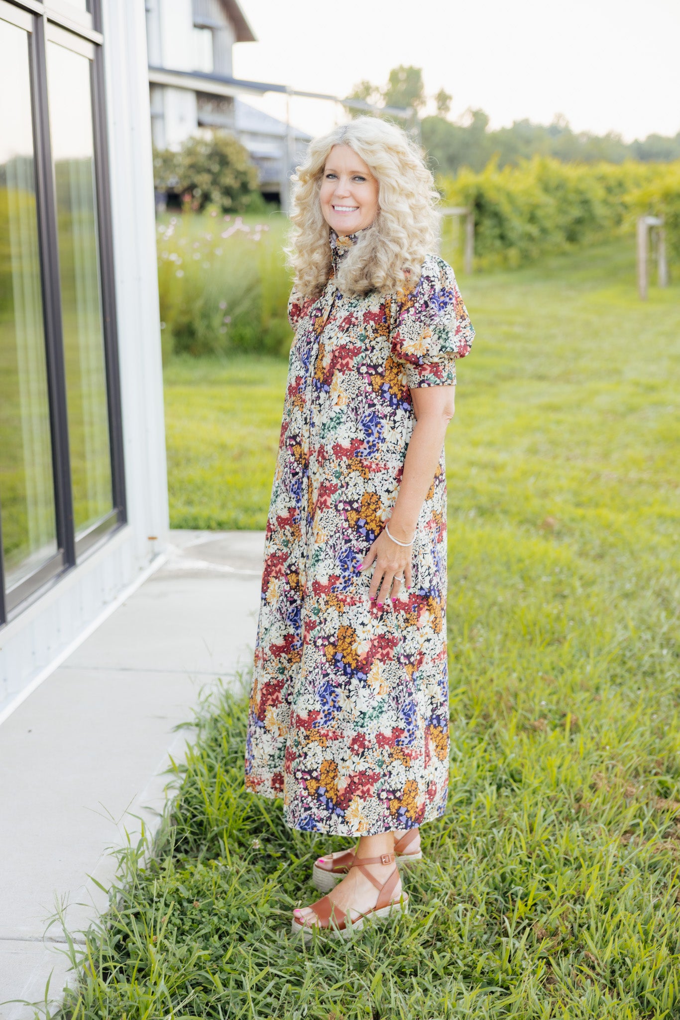 Floral Ruffled Midi Dress