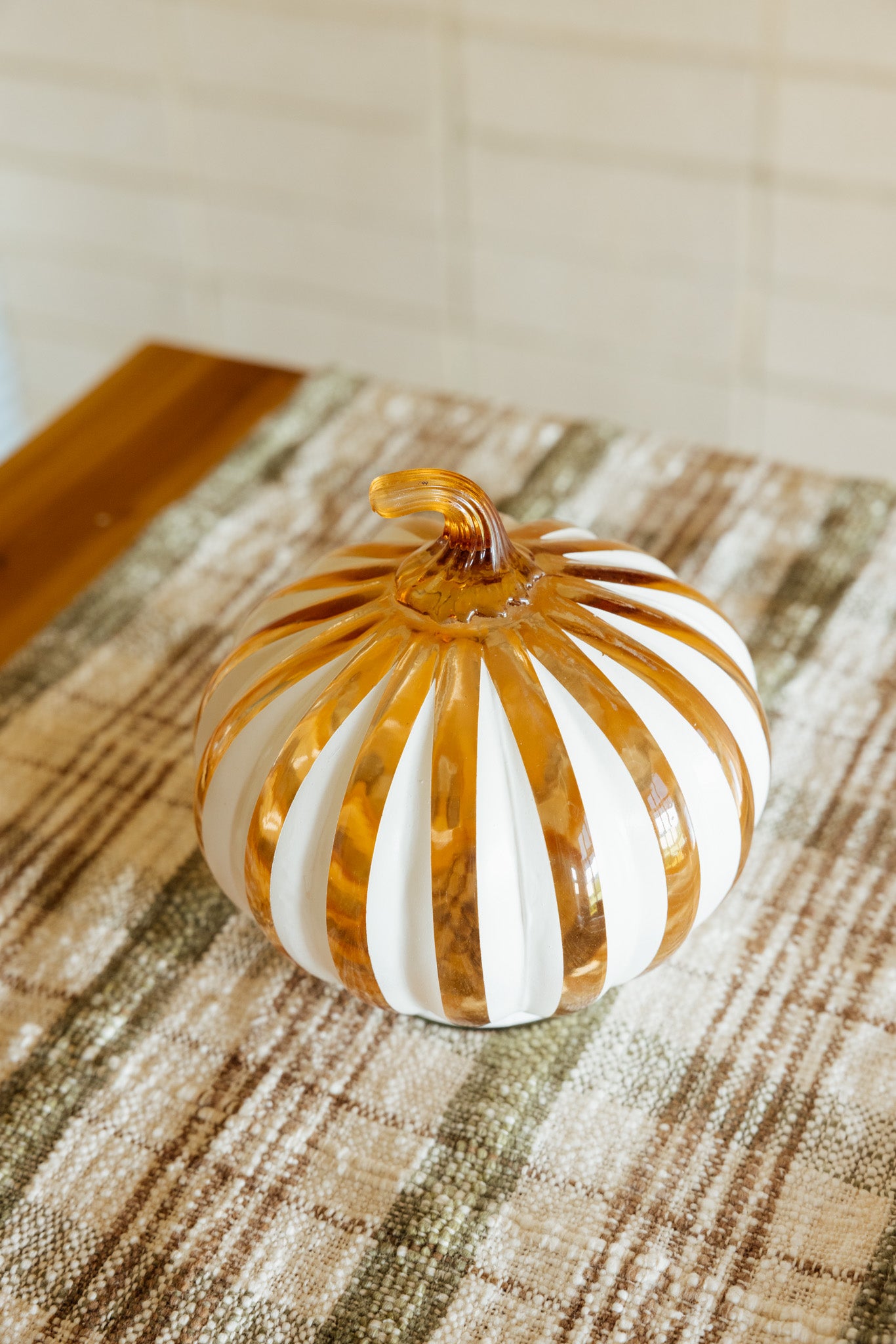 Glass Amber Stripe Pumpkin