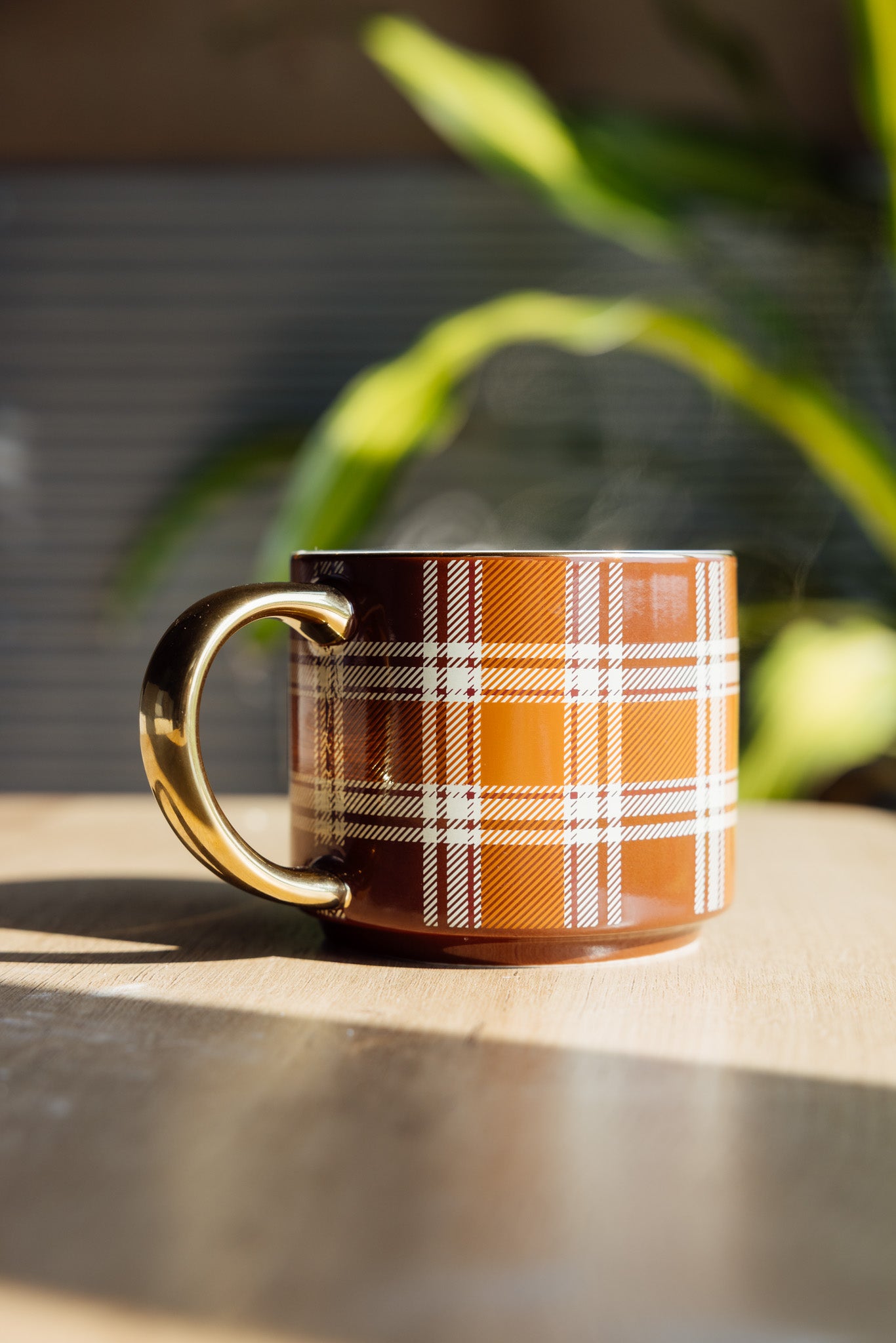 Brown Plaid Coffee Mug