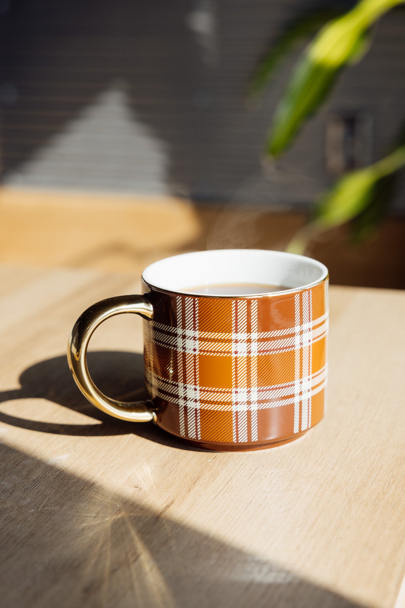 Brown Plaid Coffee Mug