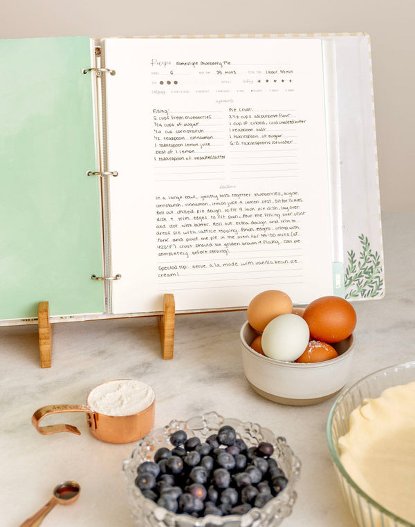 Beige Gingham Large Recipe Binder