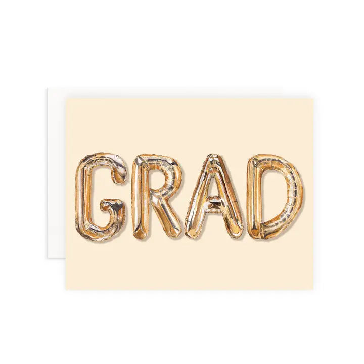 Grad Gold Mylar Balloons Graduation Card