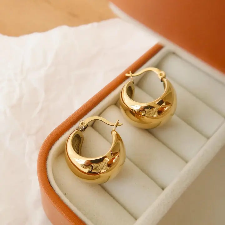 Amelie Classic Round Huggie Earrings