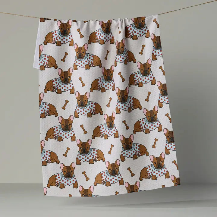 Frenchie Fun Tea Towel