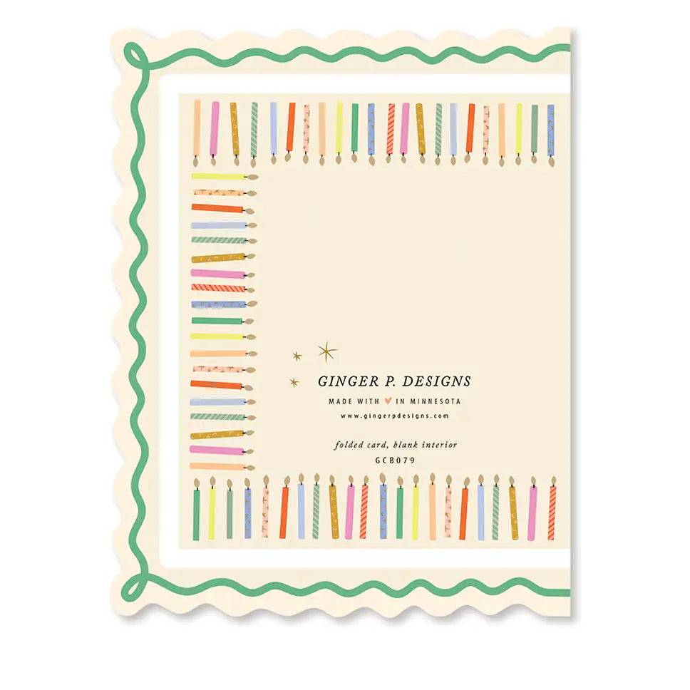 Birthday Cake and Candles Scallop Card