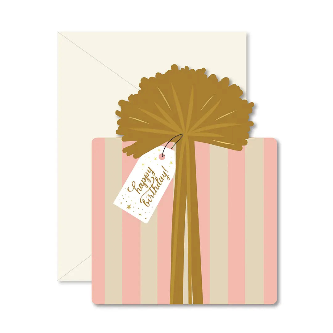Pink Stripe Birthday Card