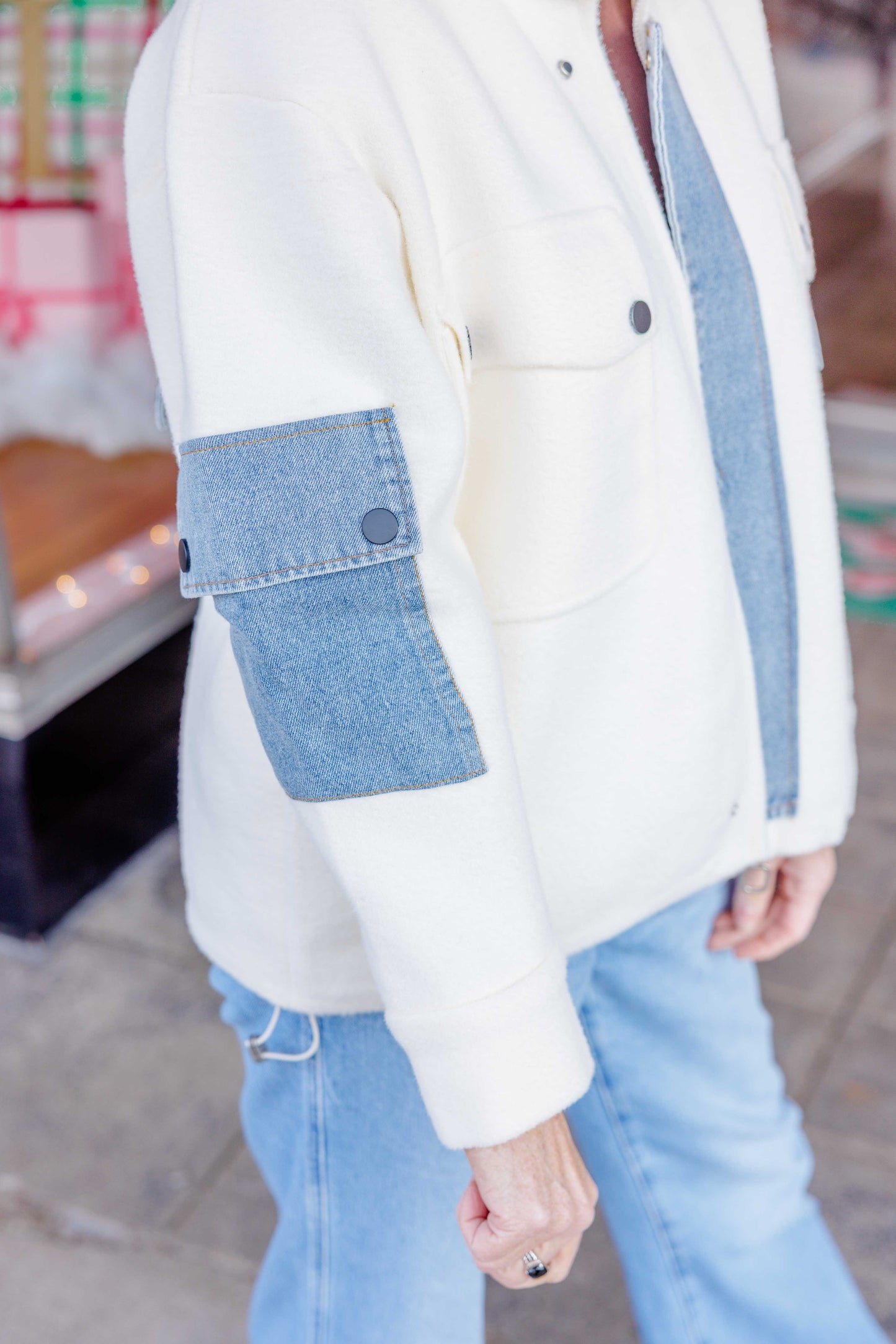 White Denim Detail Jacket