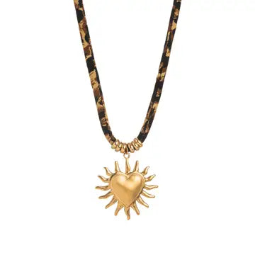 Leopard Velvet Cord Necklace