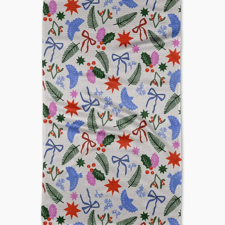 Christmas Garden Party Tea Towel