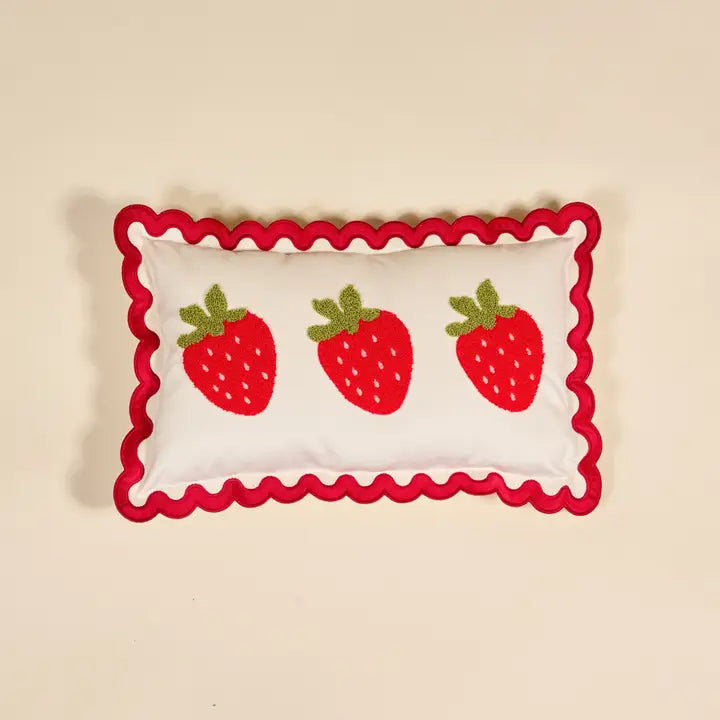 Strawberries Scalloped Pillow