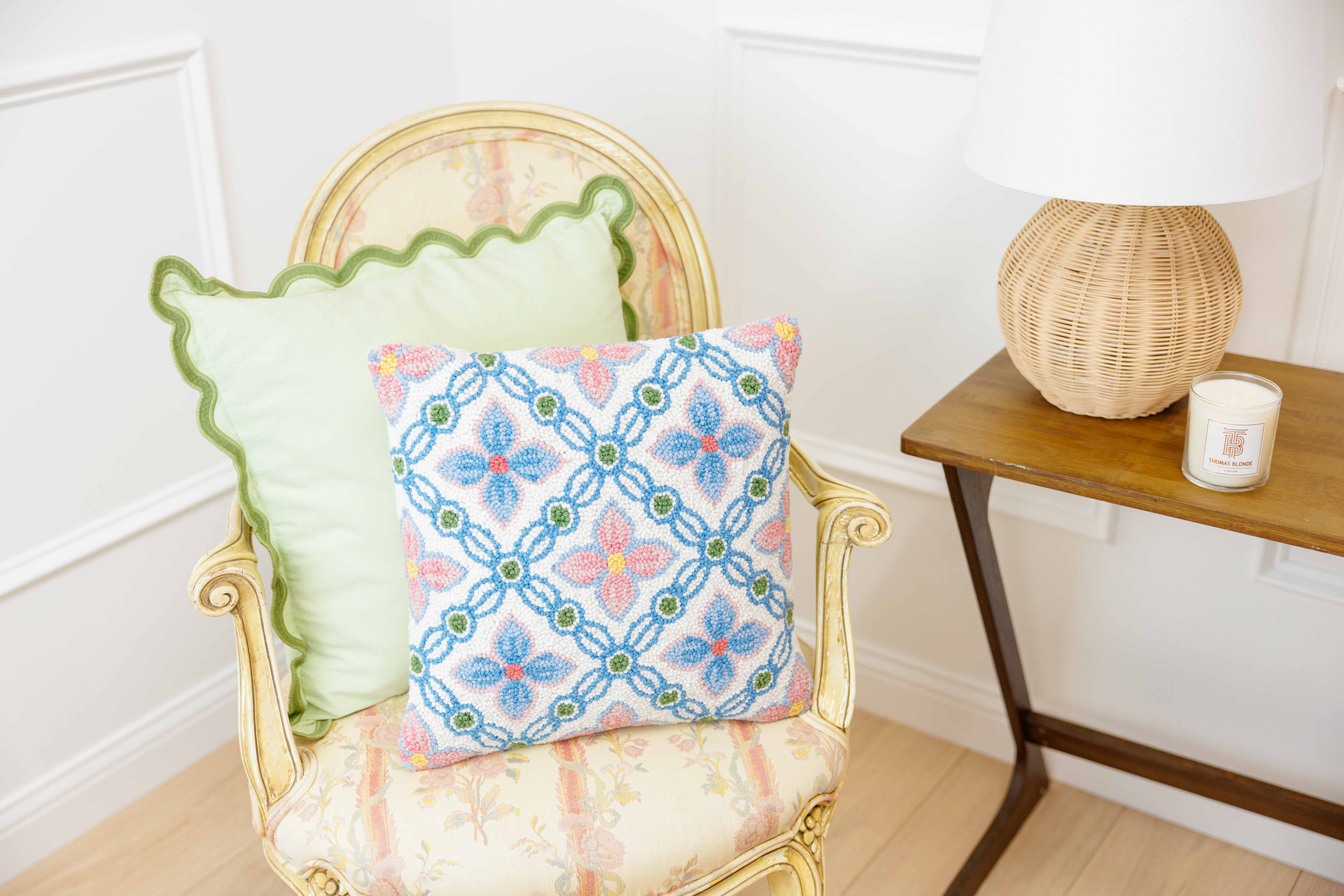 Vintage Floral Tile Hook Pillow