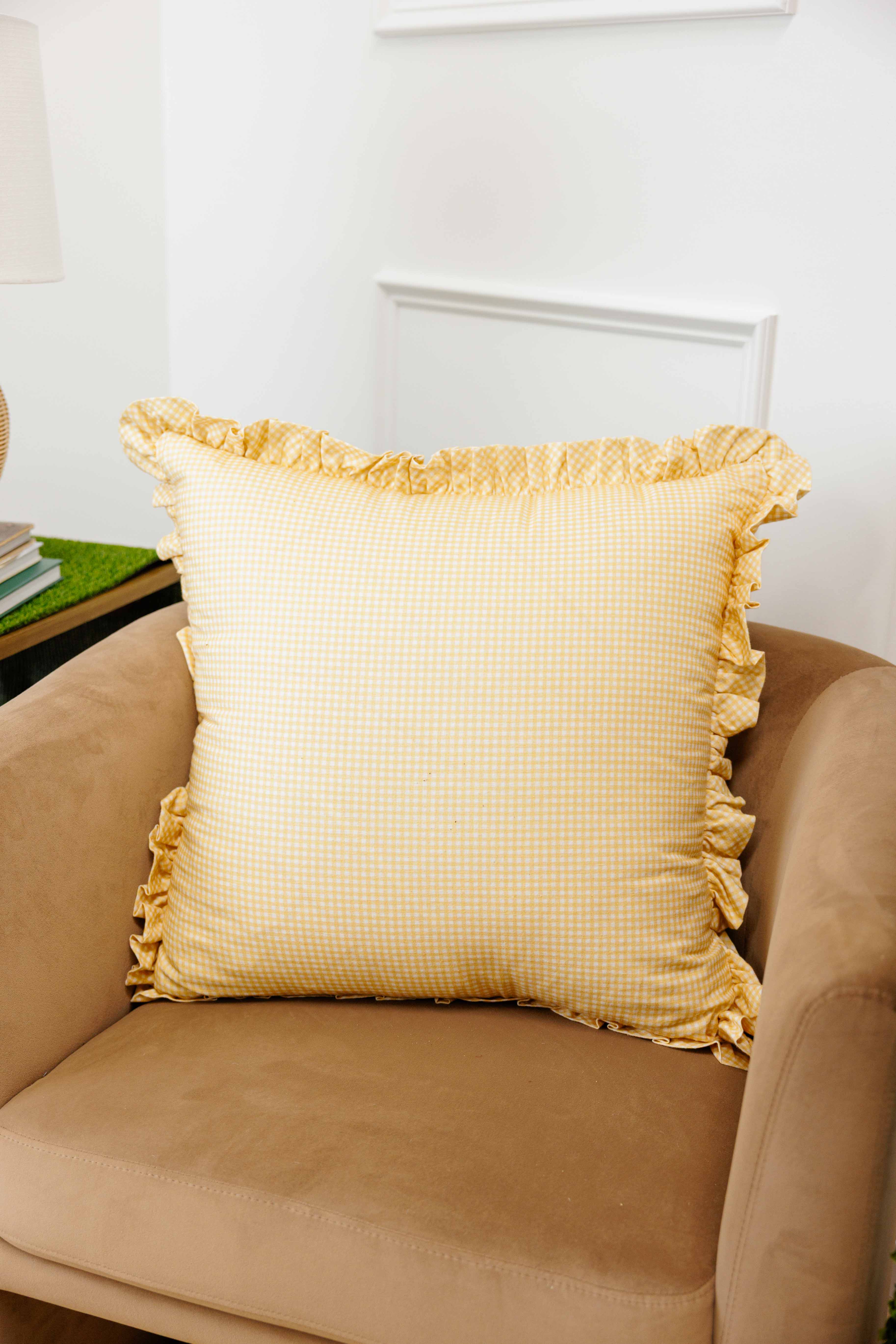Savannah Gingham Pillow in Gold