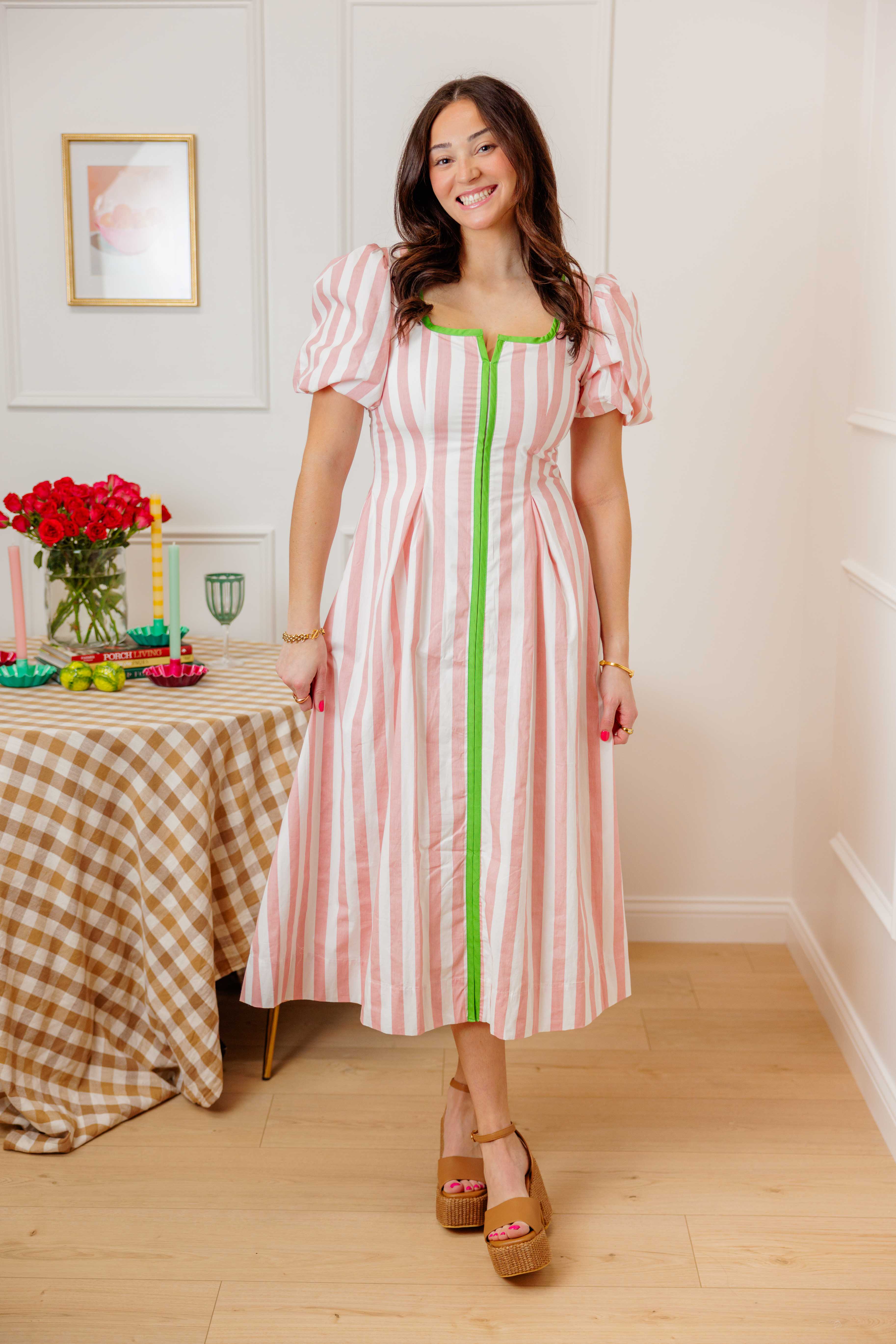 Striped Contrast Midi Dress