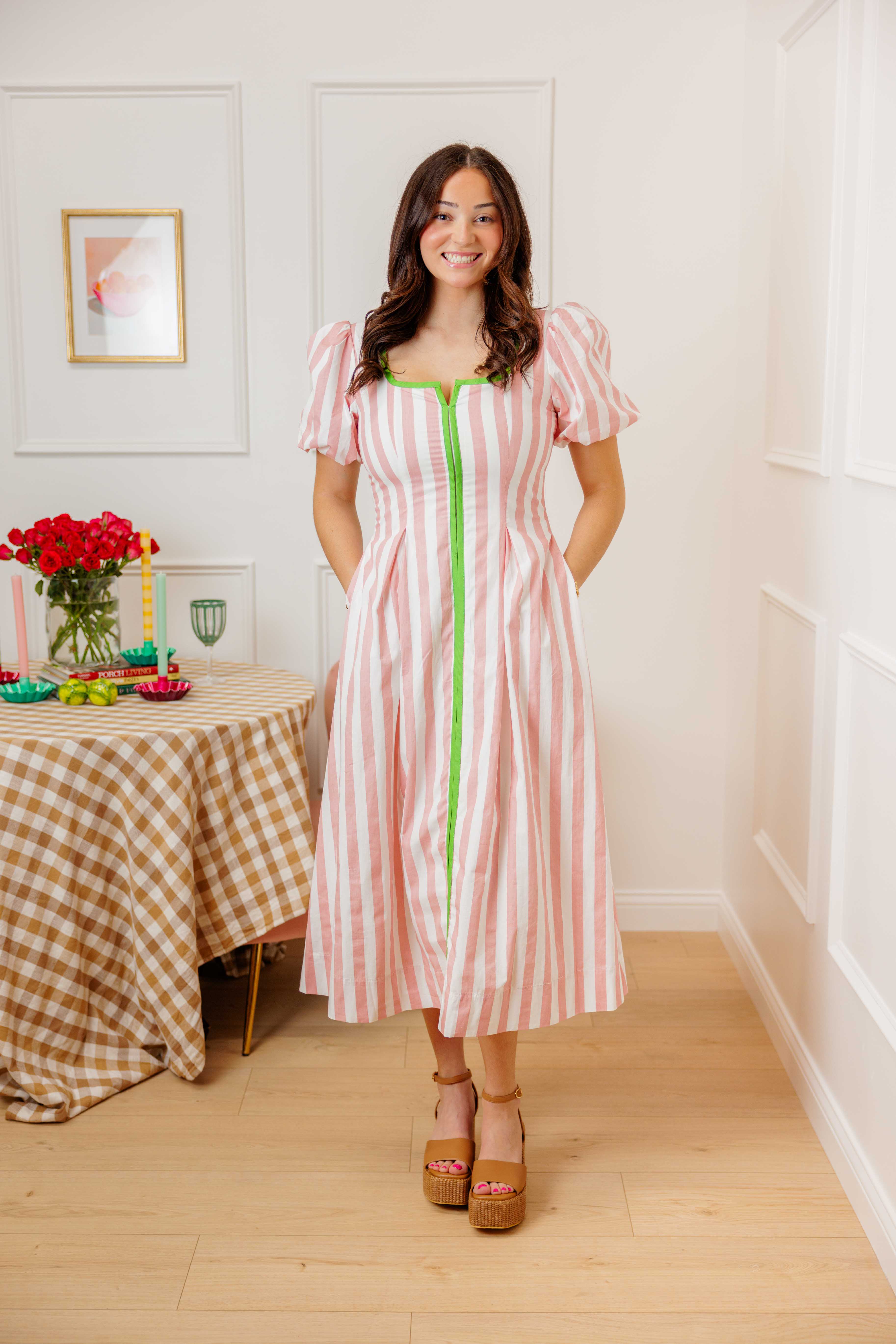 Striped Contrast Midi Dress