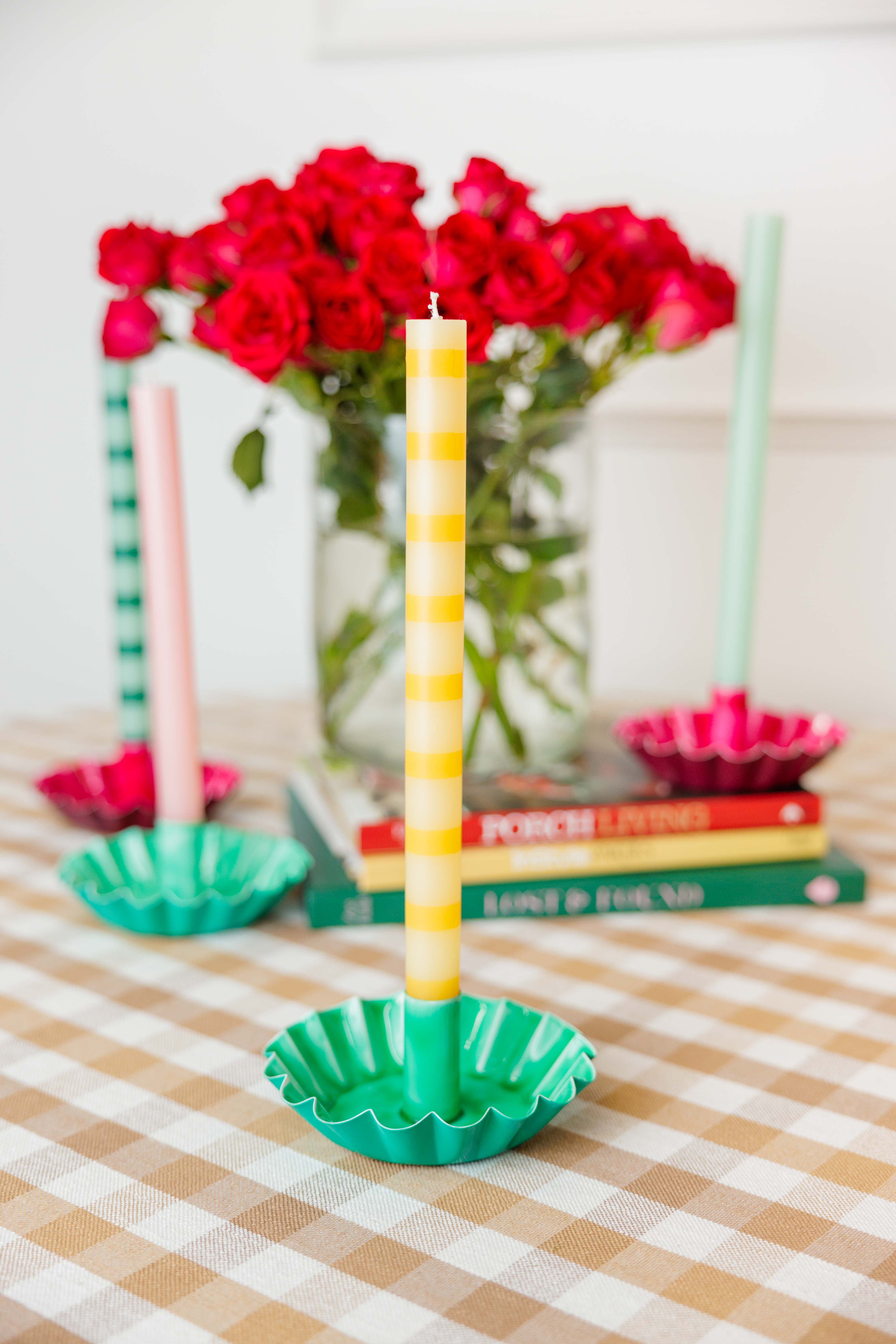Stripe Dinner Candles