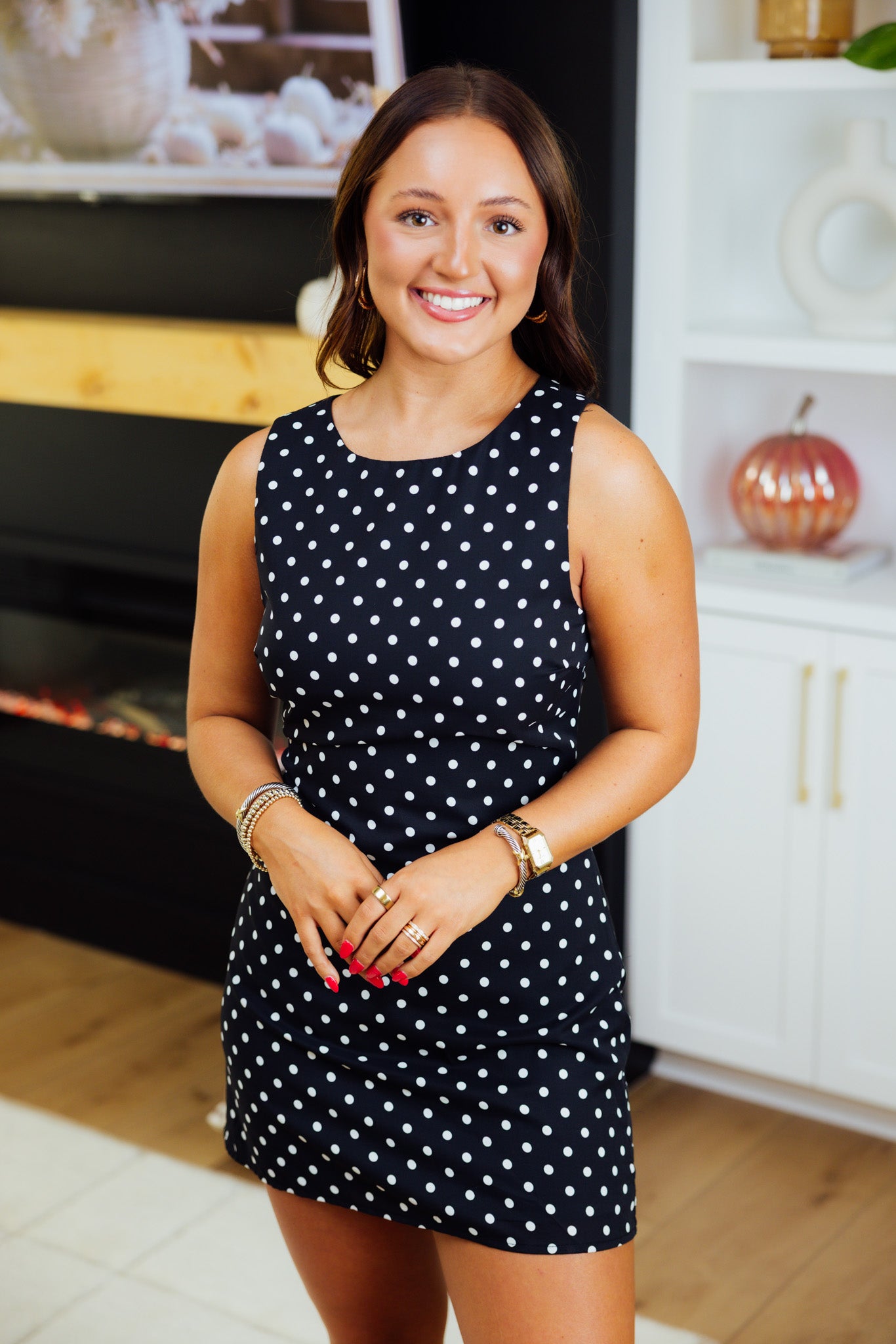 Black Mesh Polka Dot Mini Dress