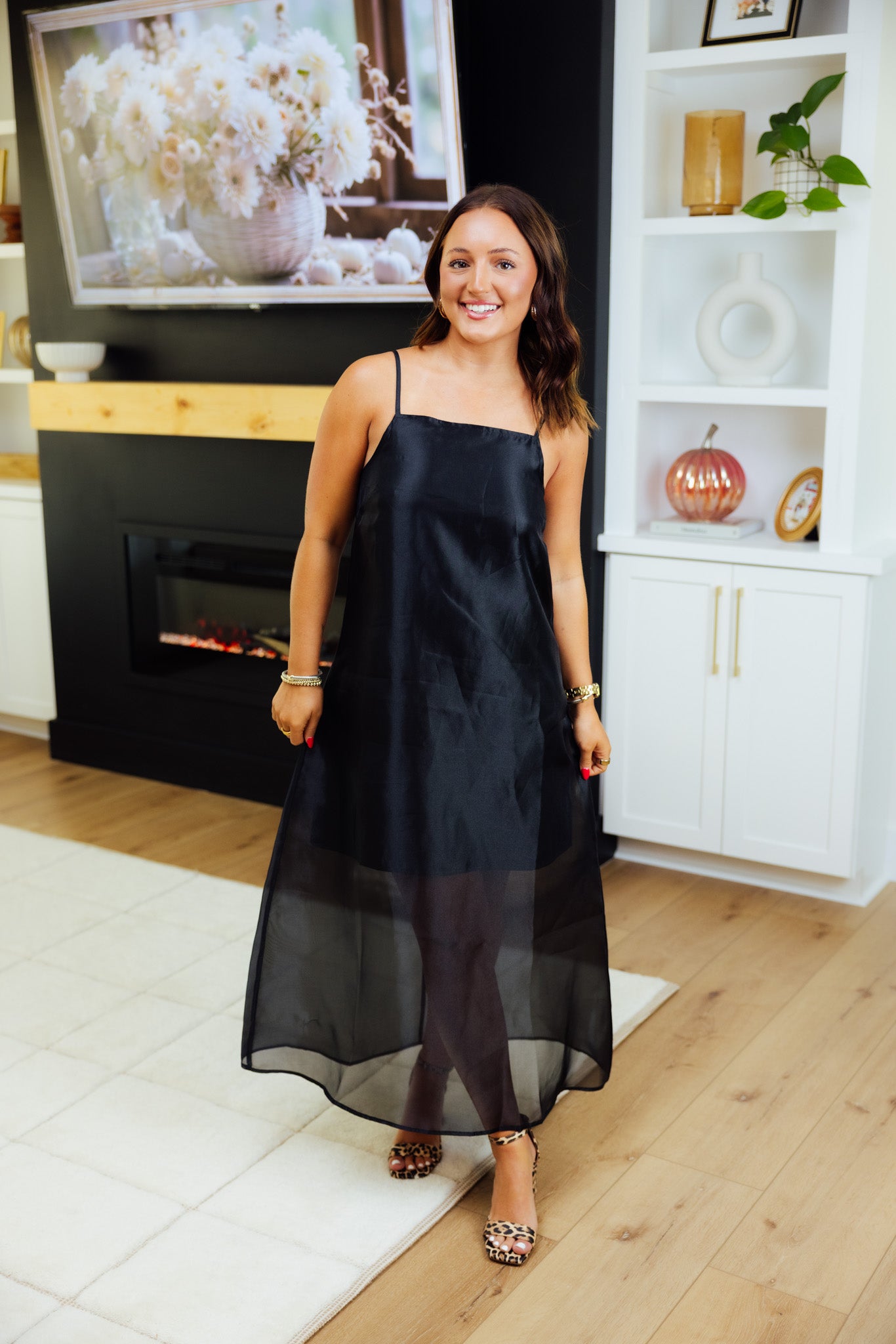 Black Organza Midi Dress