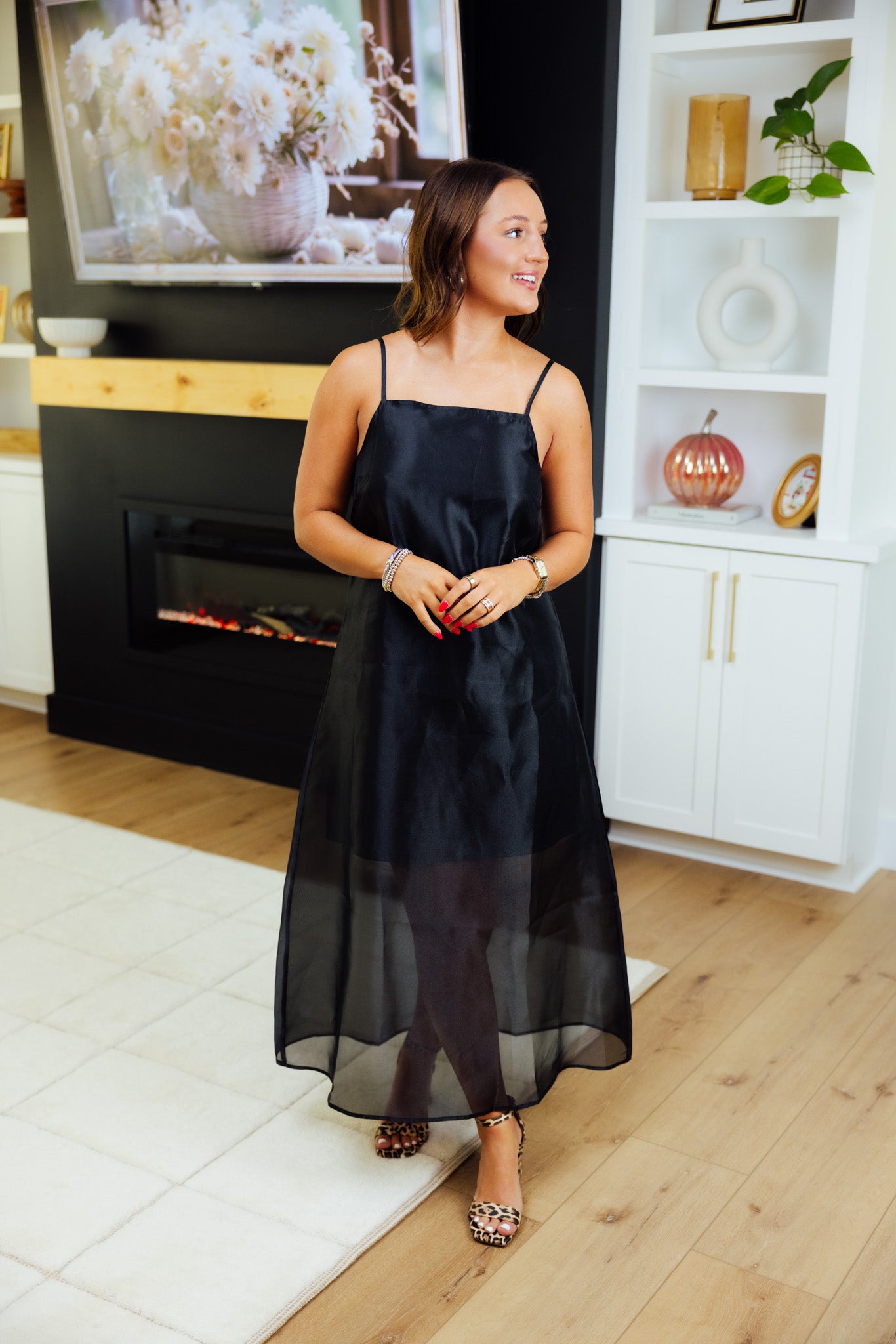 Black Organza Midi Dress