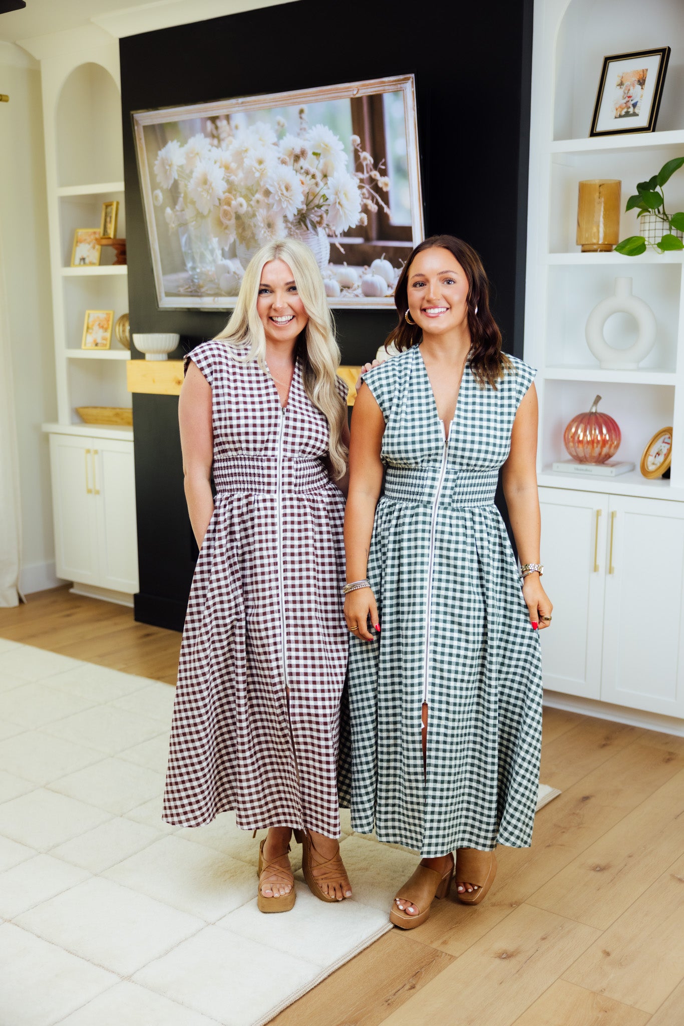 Gingham Smocked Midi Dress