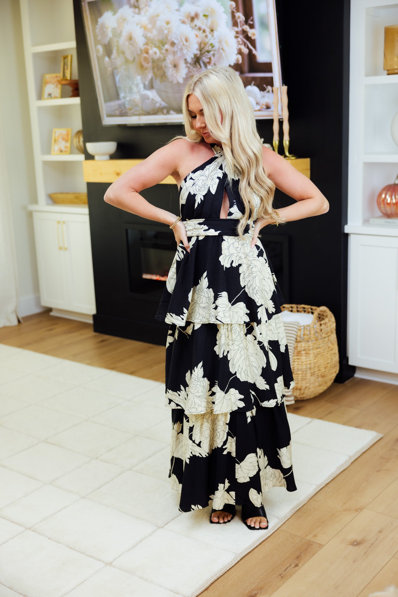 Black Tiered Midi Dress