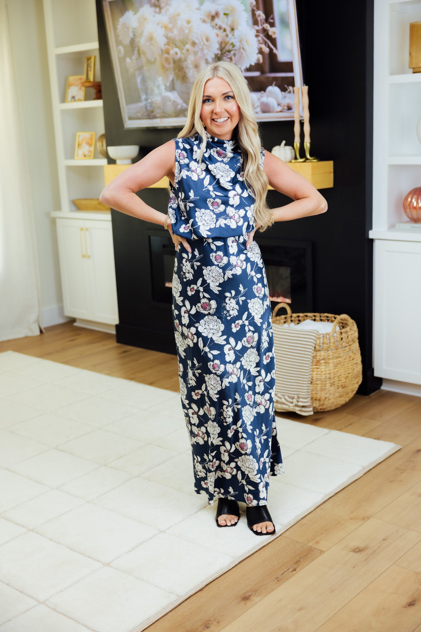 Navy Floral Maxi Skirt Set