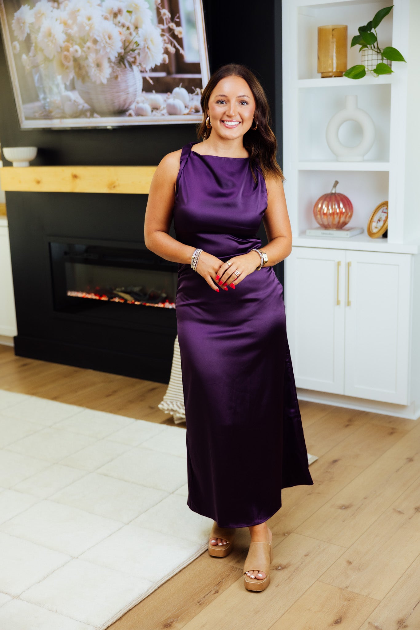 Plum Twisted Midi Dress