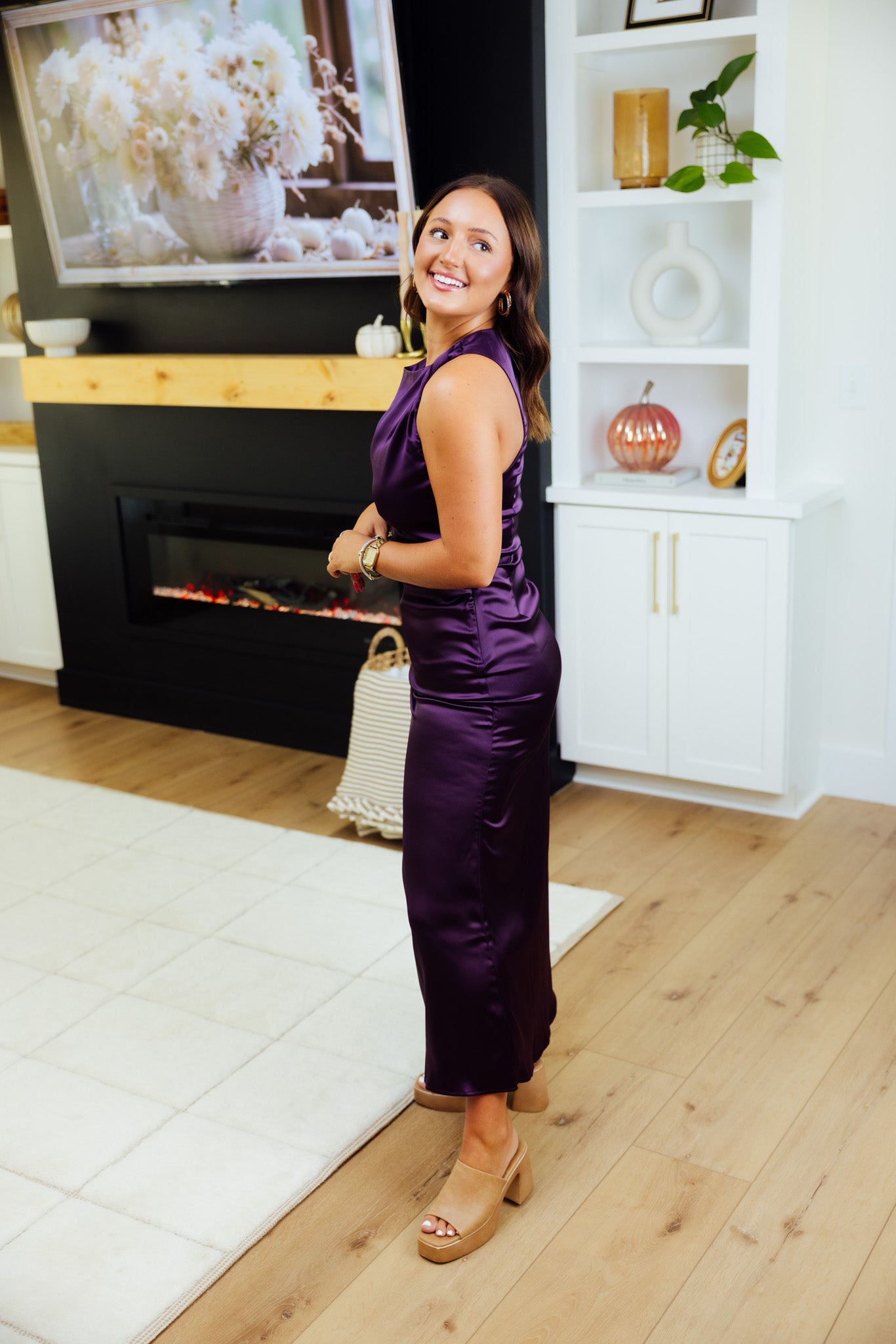 Plum Twisted Midi Dress