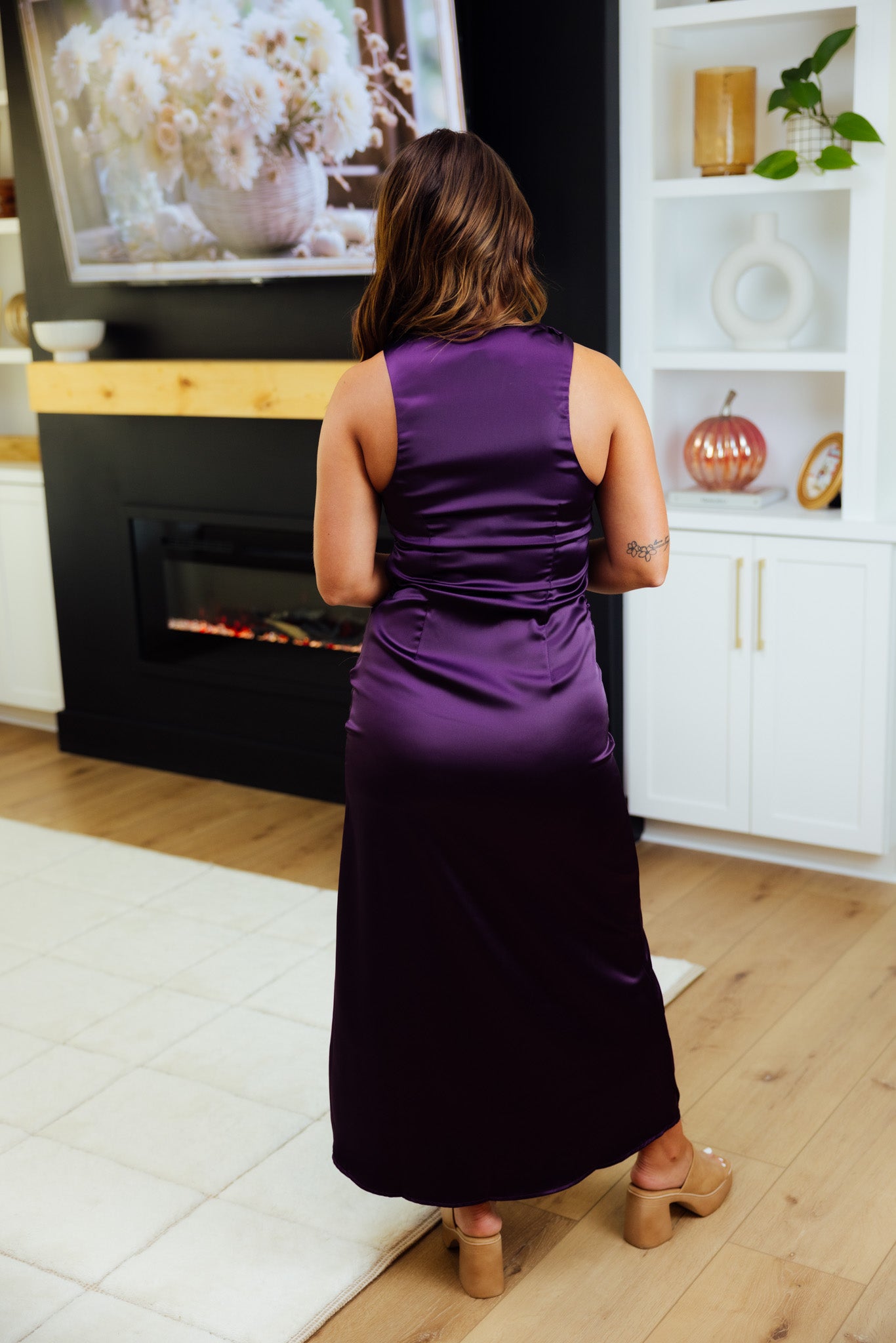 Plum Twisted Midi Dress